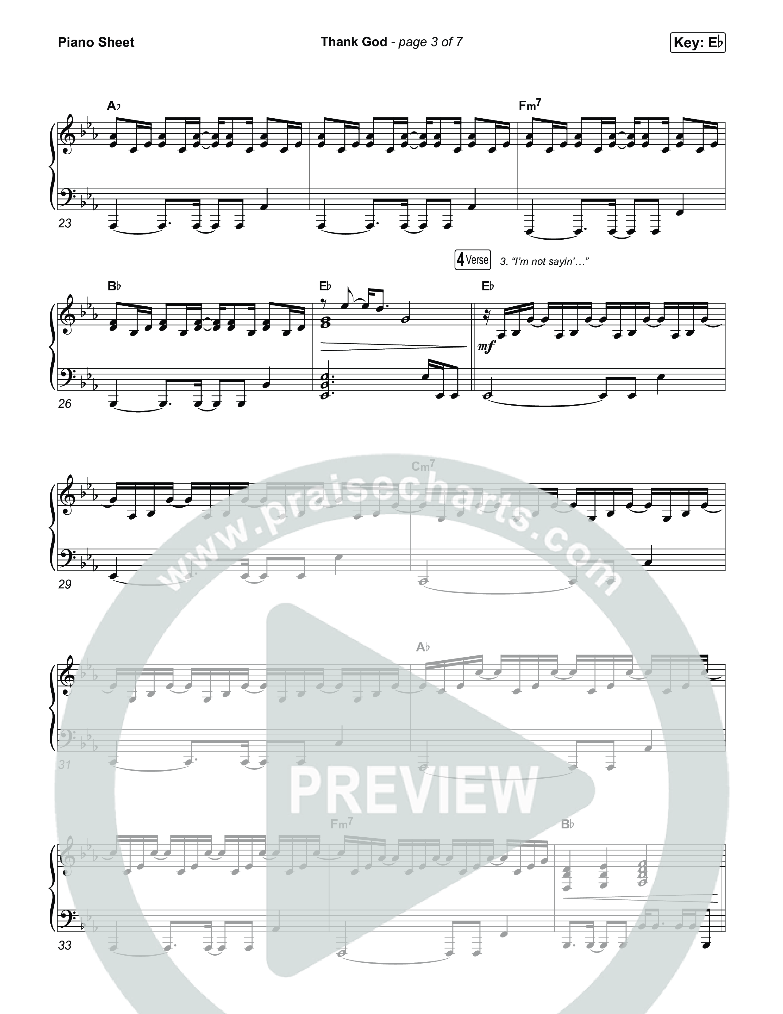 Thank God Piano Sheet (Leanna Crawford)