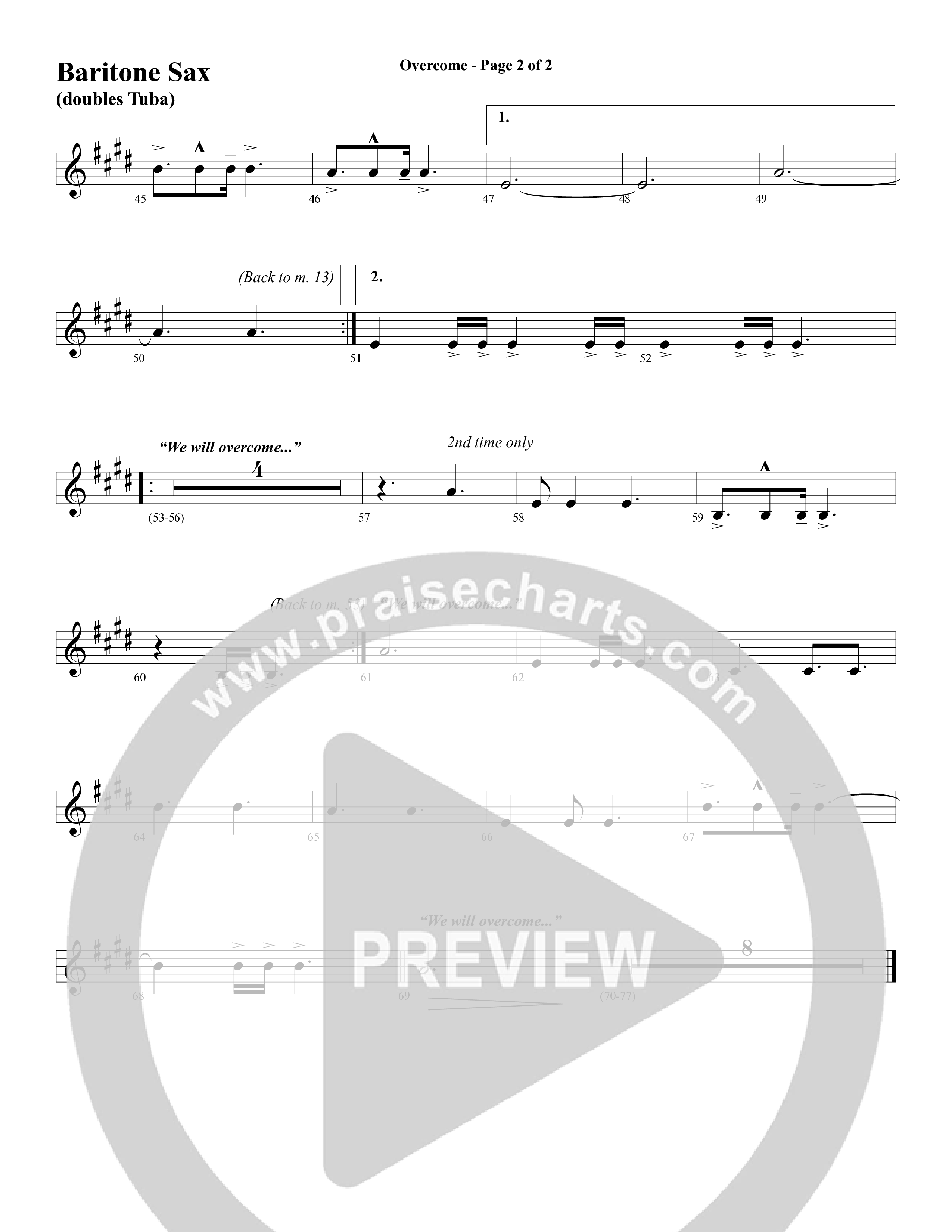 Overcome (Choral Anthem SATB) Bari Sax (Word Music Choral / Arr. Gary Rhodes)
