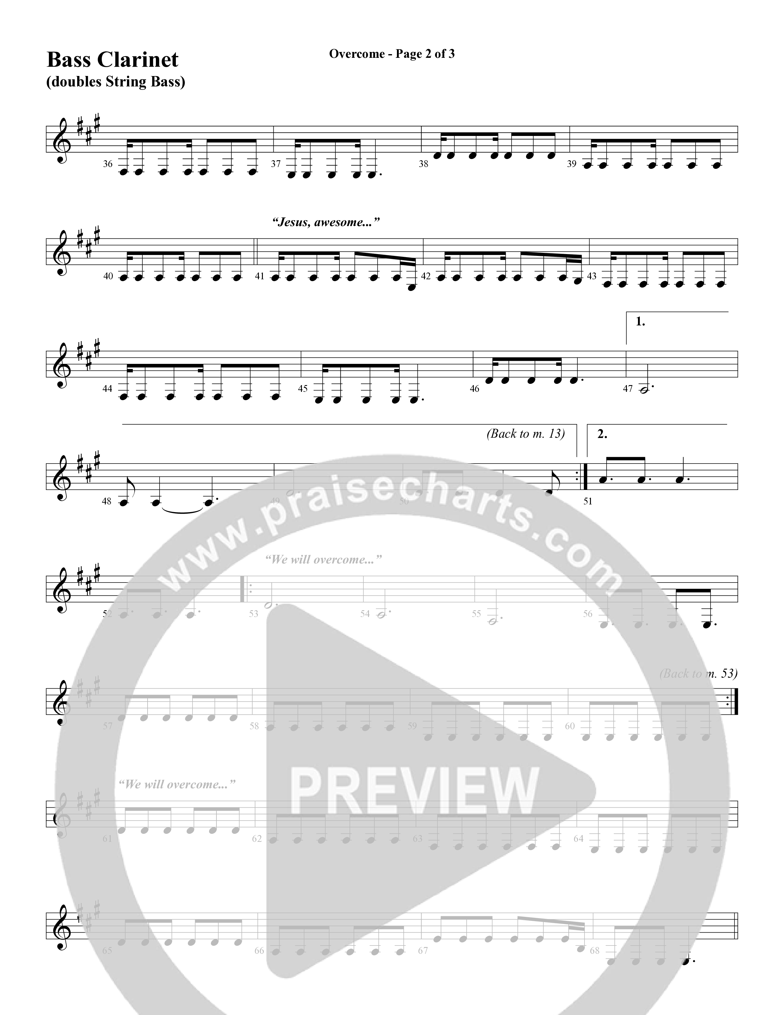 Overcome (Choral Anthem SATB) Bass Clarinet (Word Music Choral / Arr. Gary Rhodes)