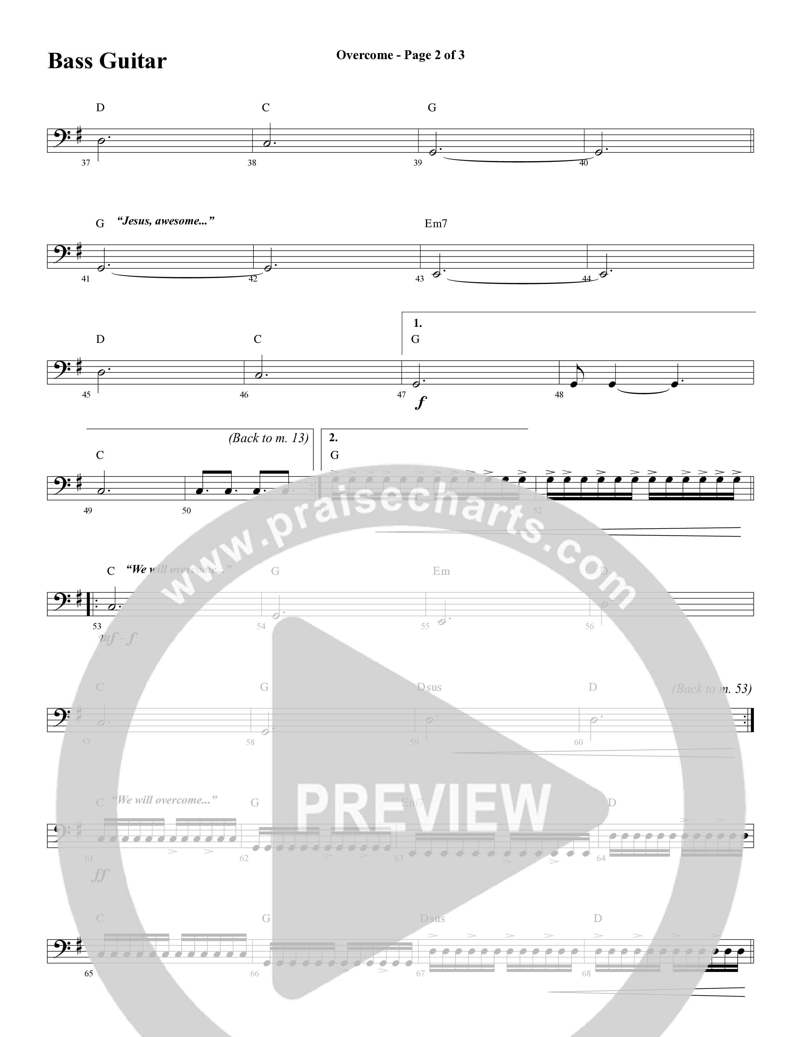 Overcome (Choral Anthem SATB) Bass Guitar (Word Music Choral / Arr. Gary Rhodes)