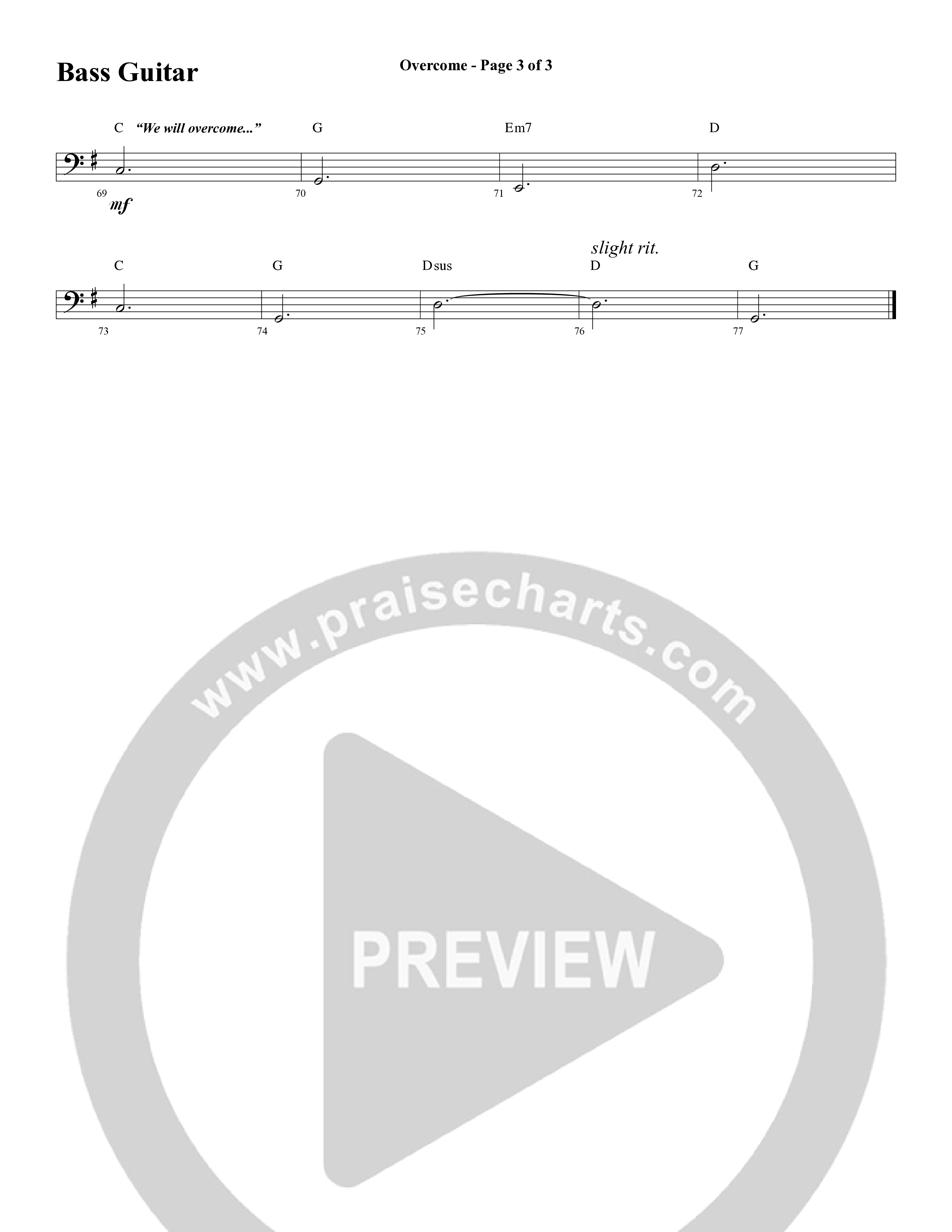 Overcome (Choral Anthem SATB) Bass Guitar (Word Music Choral / Arr. Gary Rhodes)