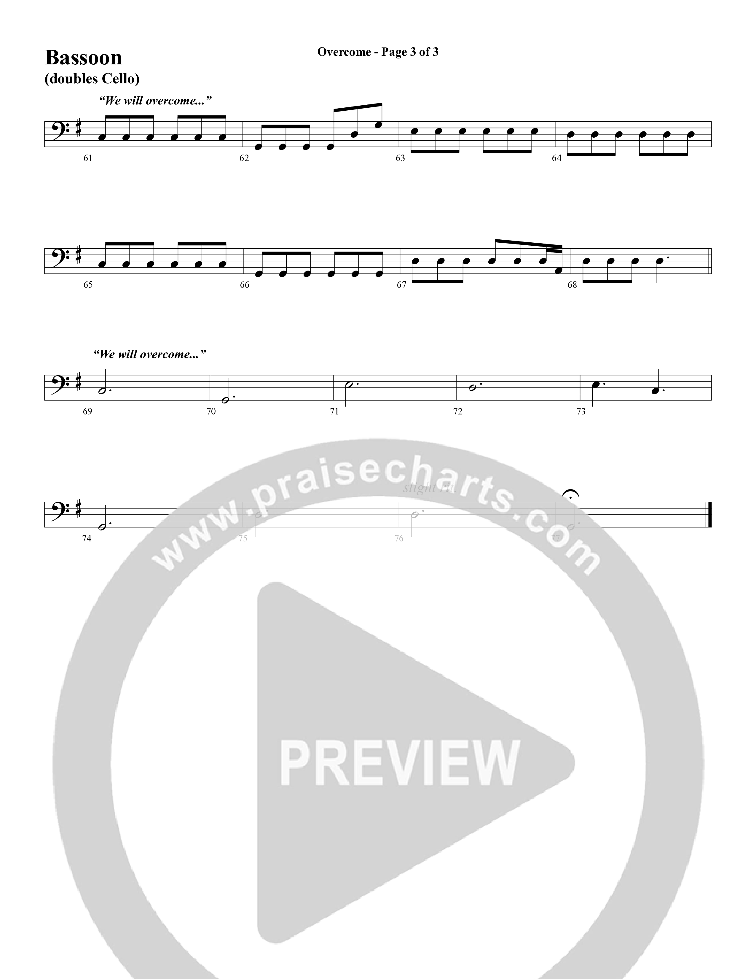 Overcome (Choral Anthem SATB) Bassoon (Word Music Choral / Arr. Gary Rhodes)