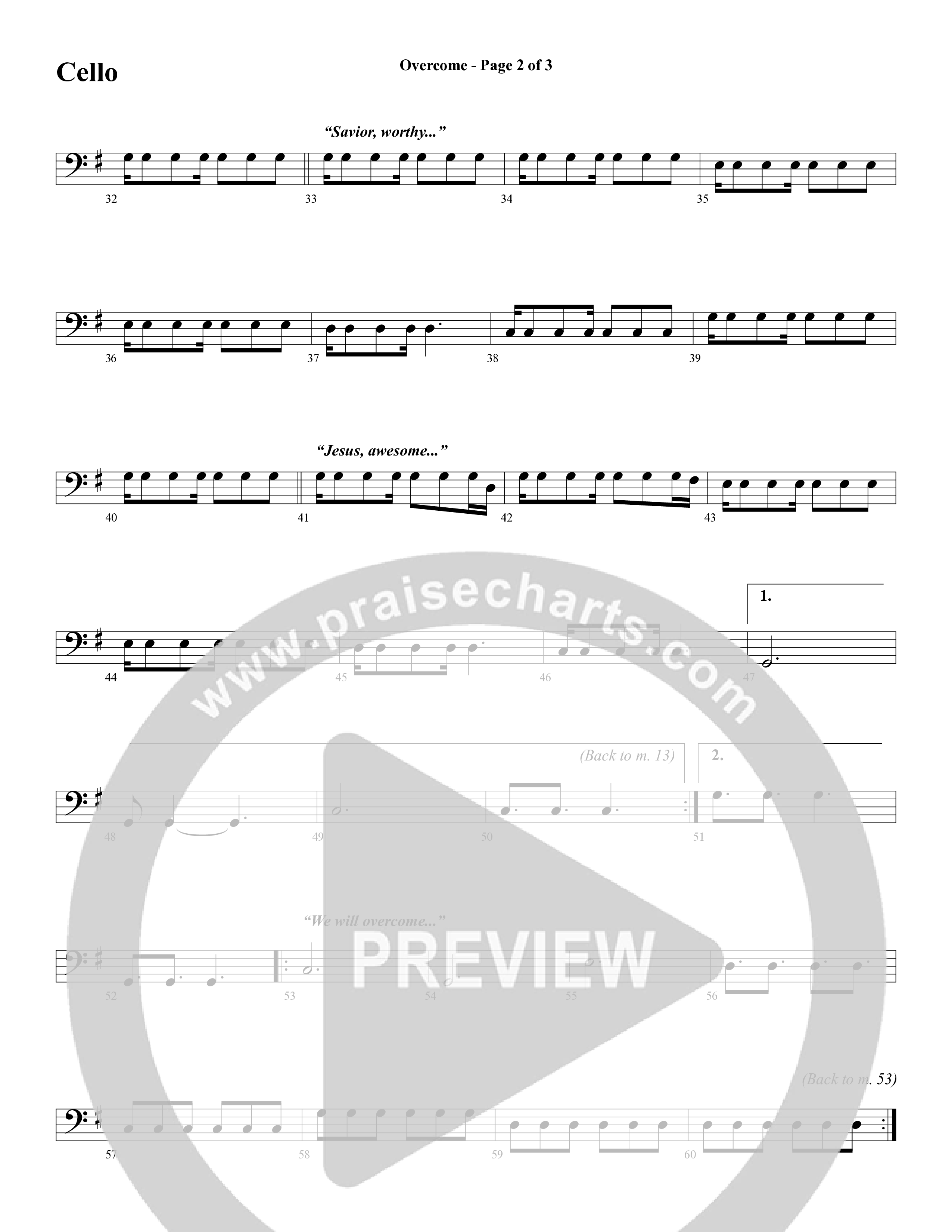 Overcome (Choral Anthem SATB) Cello (Word Music Choral / Arr. Gary Rhodes)