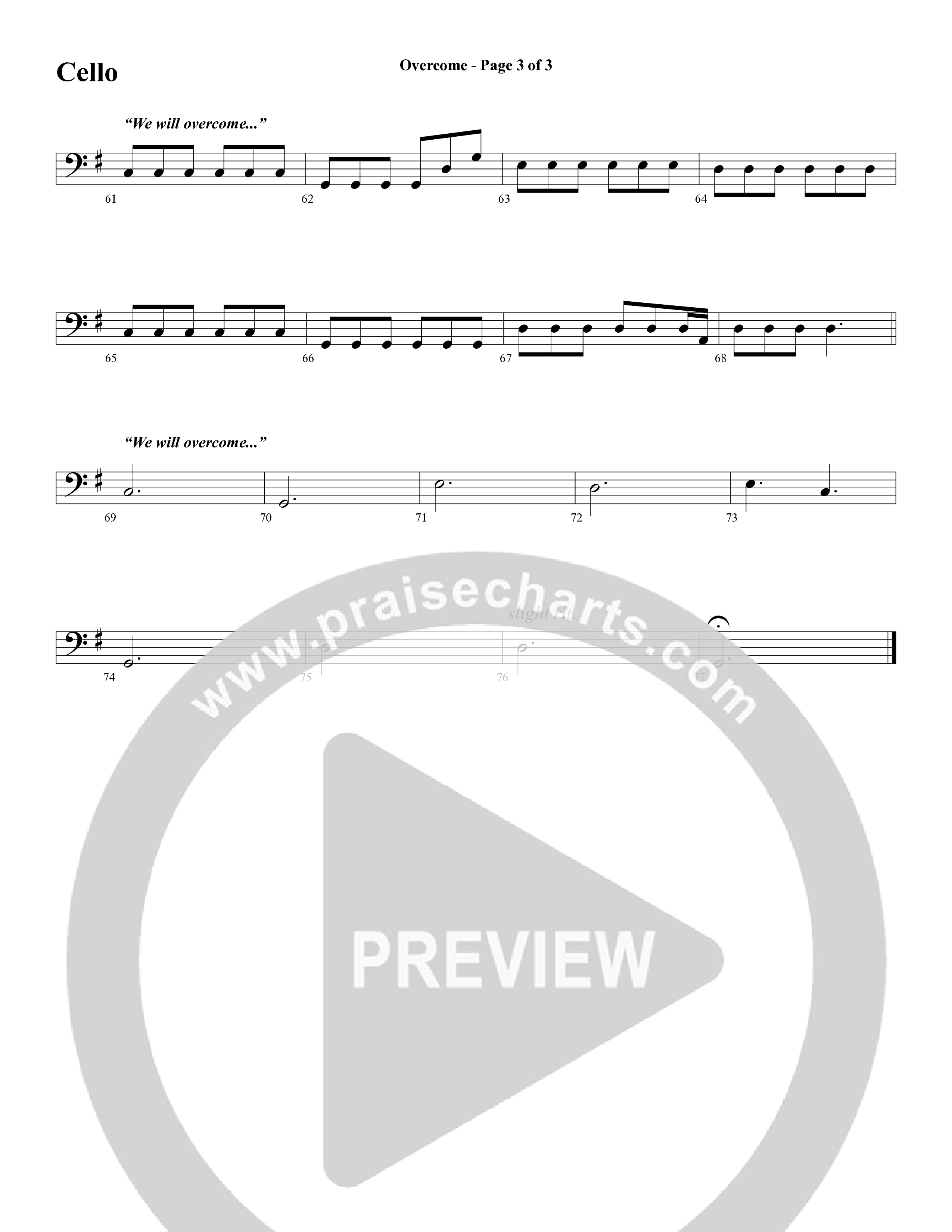 Overcome (Choral Anthem SATB) Cello (Word Music Choral / Arr. Gary Rhodes)
