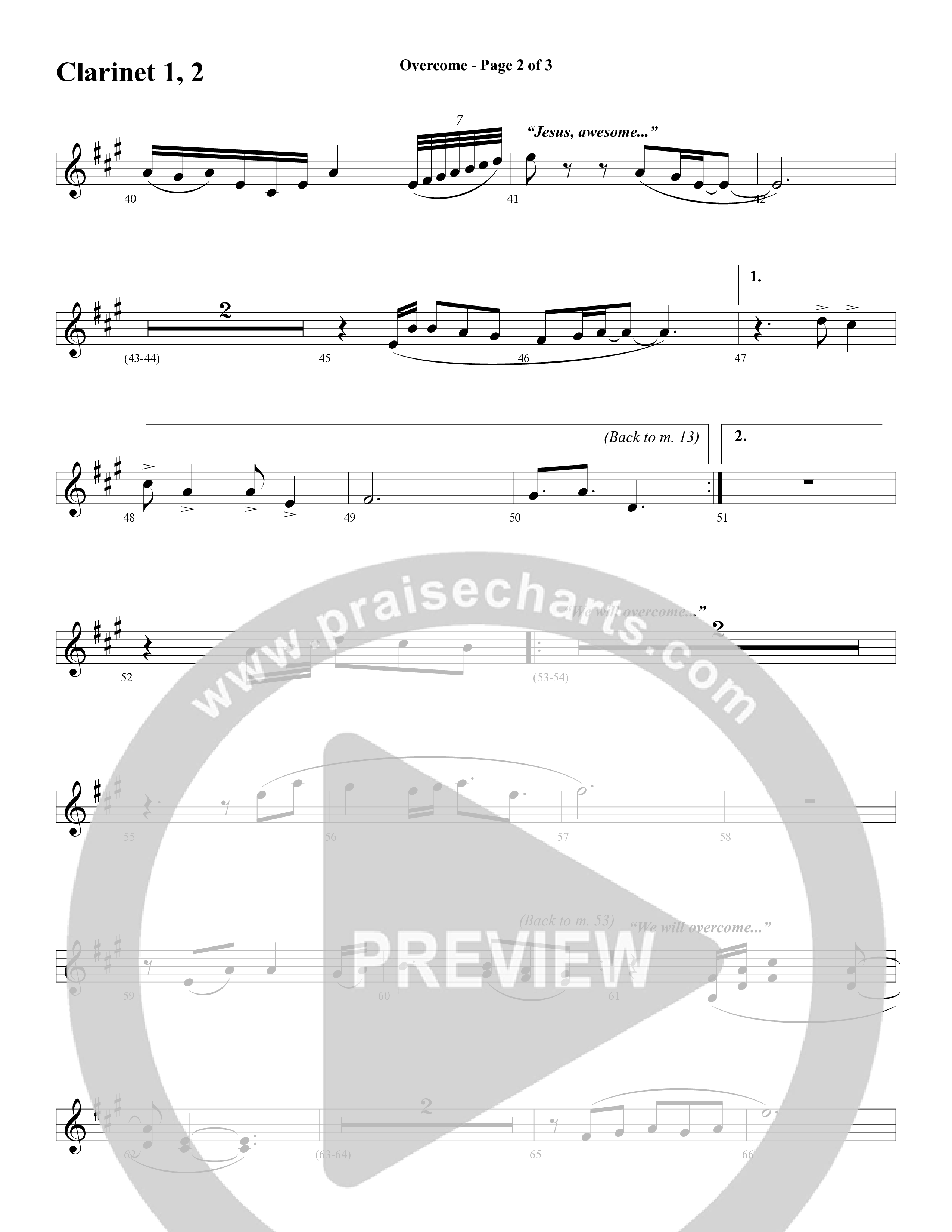 Overcome (Choral Anthem SATB) Clarinet (Word Music Choral / Arr. Gary Rhodes)