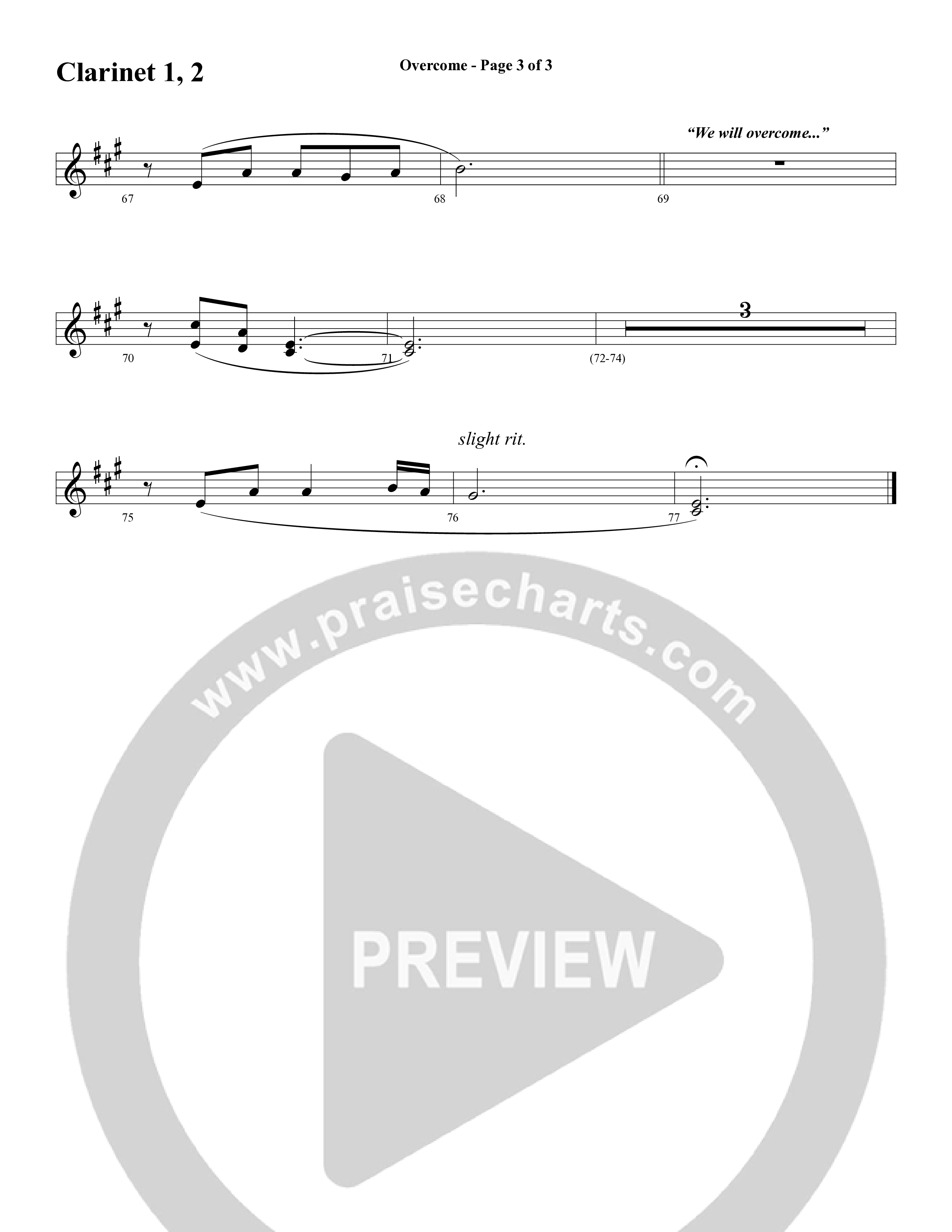 Overcome (Choral Anthem SATB) Clarinet (Word Music Choral / Arr. Gary Rhodes)