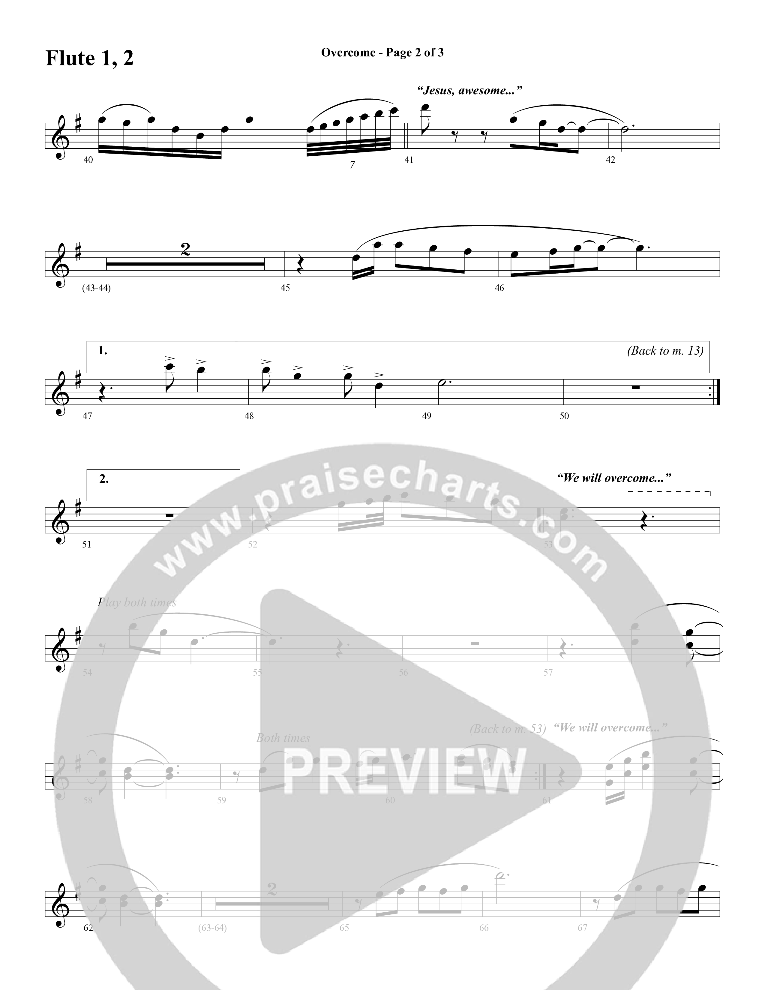 Overcome (Choral Anthem SATB) Flute 1/2 (Word Music Choral / Arr. Gary Rhodes)