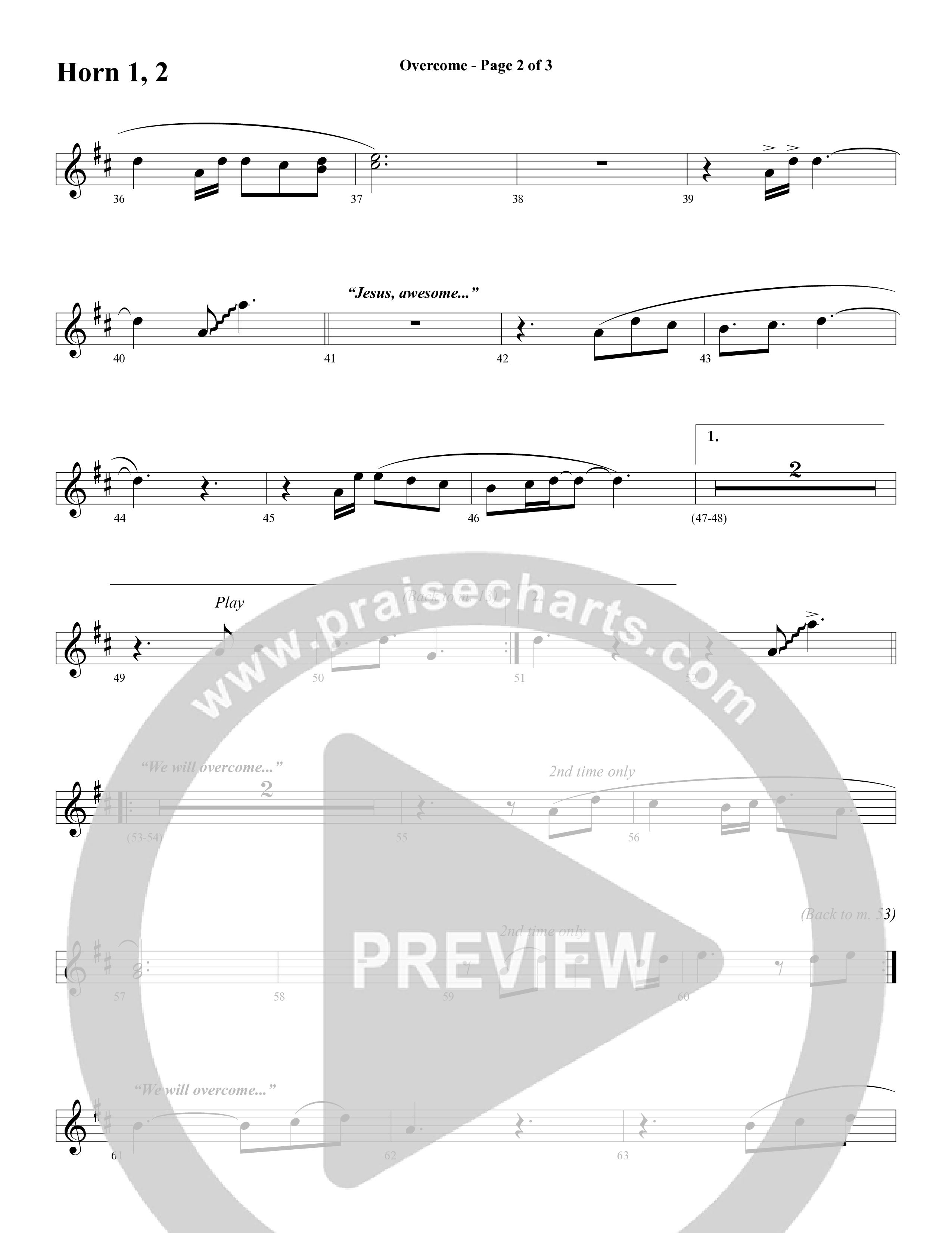 Overcome (Choral Anthem SATB) French Horn (Word Music Choral / Arr. Gary Rhodes)