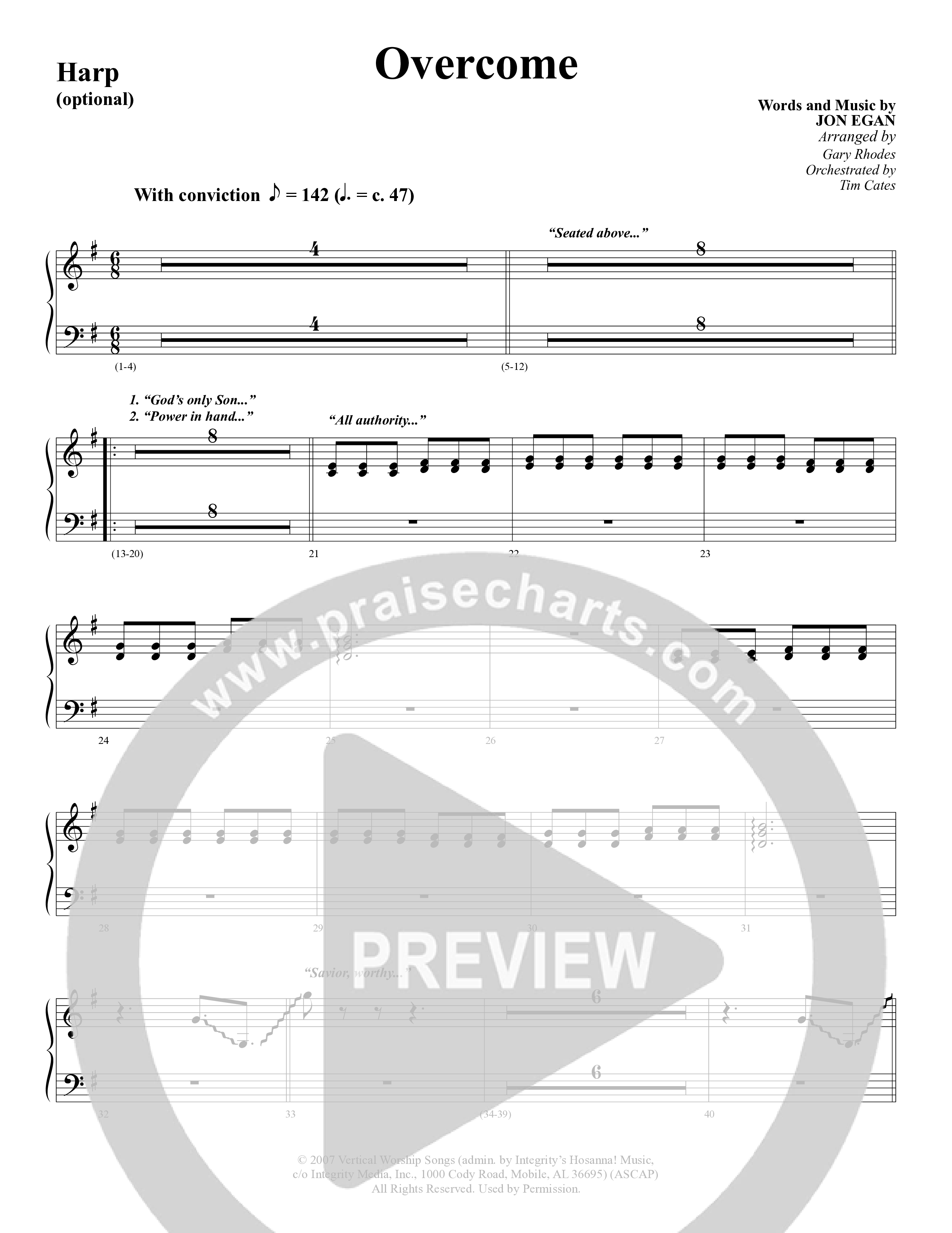 Overcome (Choral Anthem SATB) Harp (Word Music Choral / Arr. Gary Rhodes)