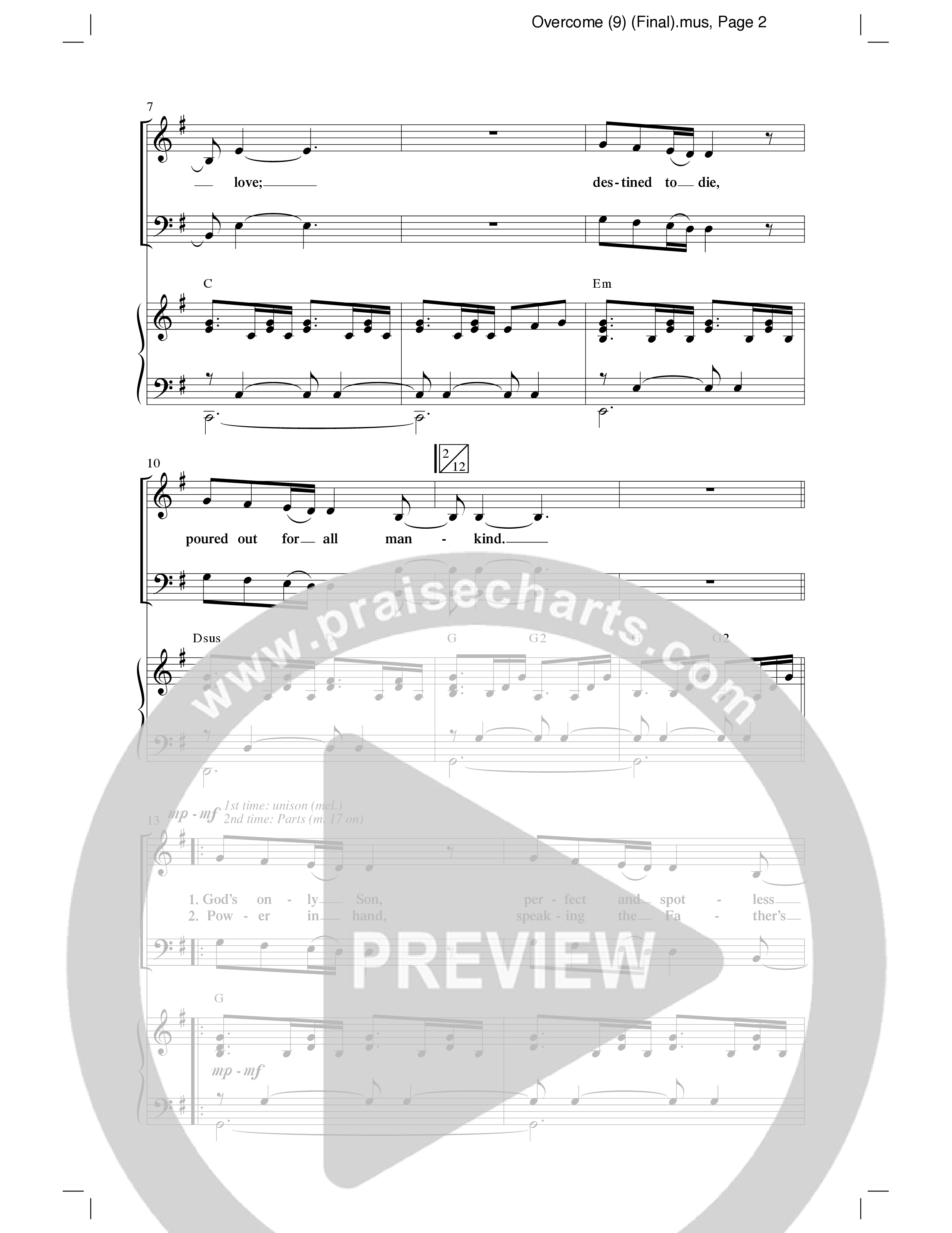 Overcome (Choral Anthem SATB) Anthem (SATB/Piano) (Word Music Choral / Arr. Gary Rhodes)