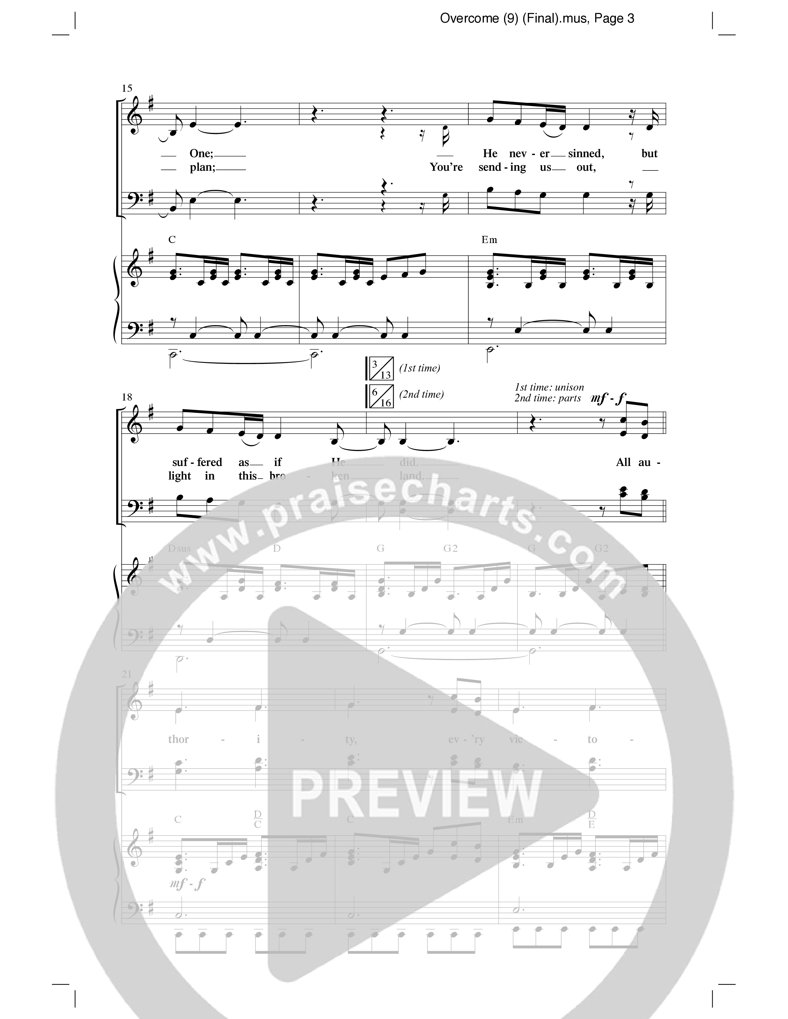 Overcome (Choral Anthem SATB) Anthem (SATB/Piano) (Word Music Choral / Arr. Gary Rhodes)