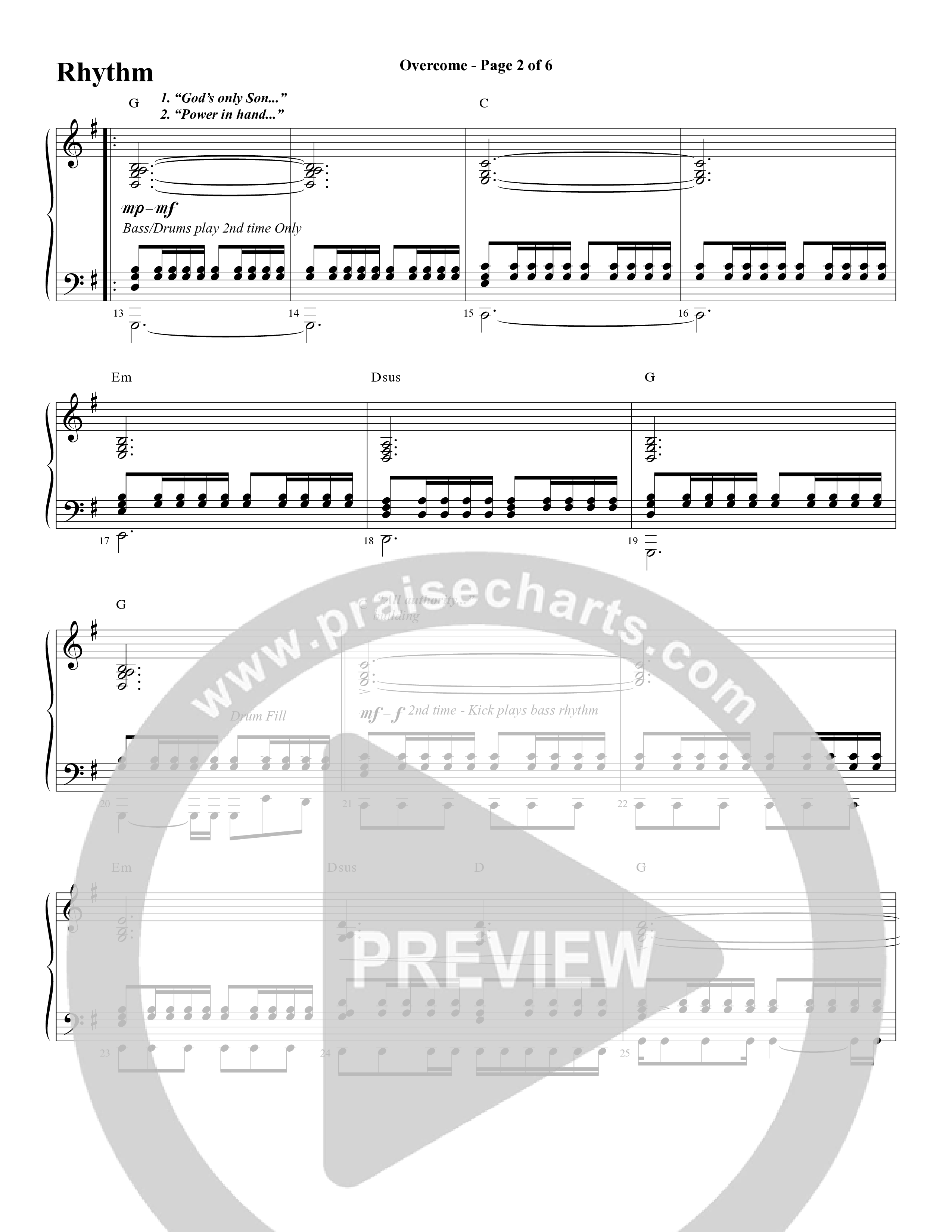 Overcome (Choral Anthem SATB) Rhythm Chart (Word Music Choral / Arr. Gary Rhodes)