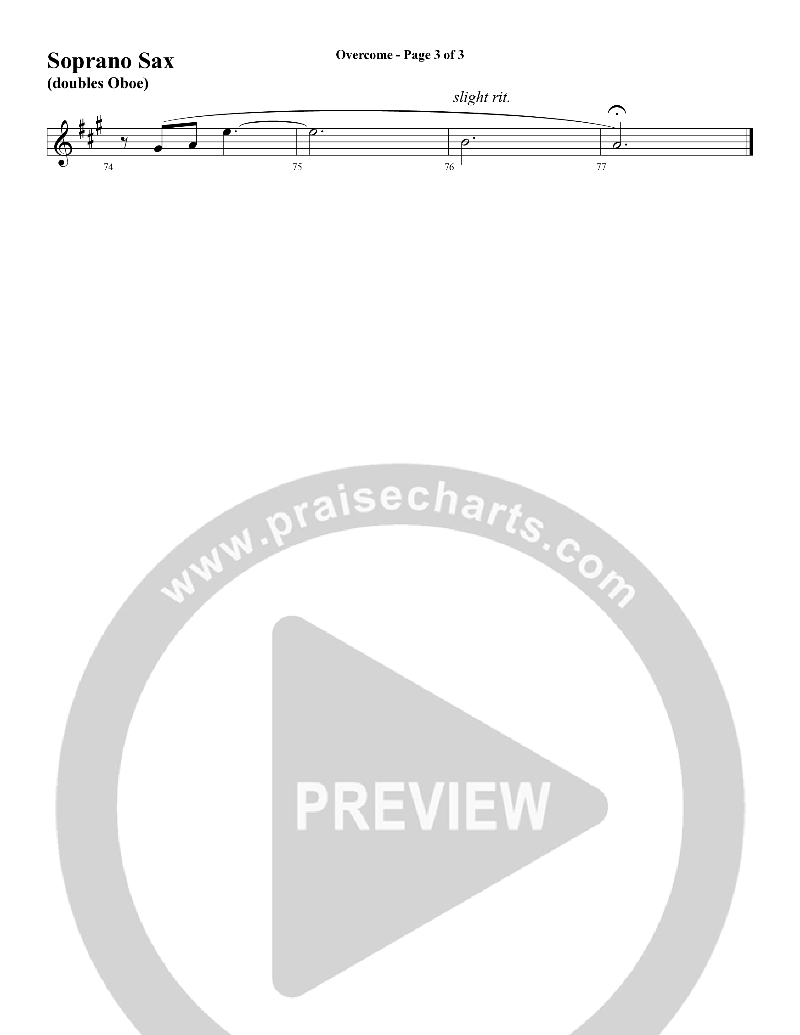 Overcome (Choral Anthem SATB) Soprano Sax (Word Music Choral / Arr. Gary Rhodes)
