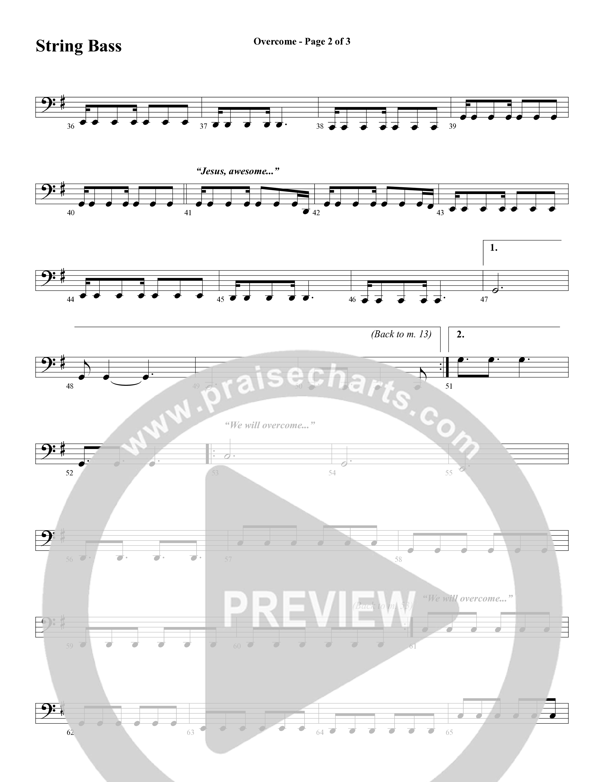 Overcome (Choral Anthem SATB) String Bass (Word Music Choral / Arr. Gary Rhodes)