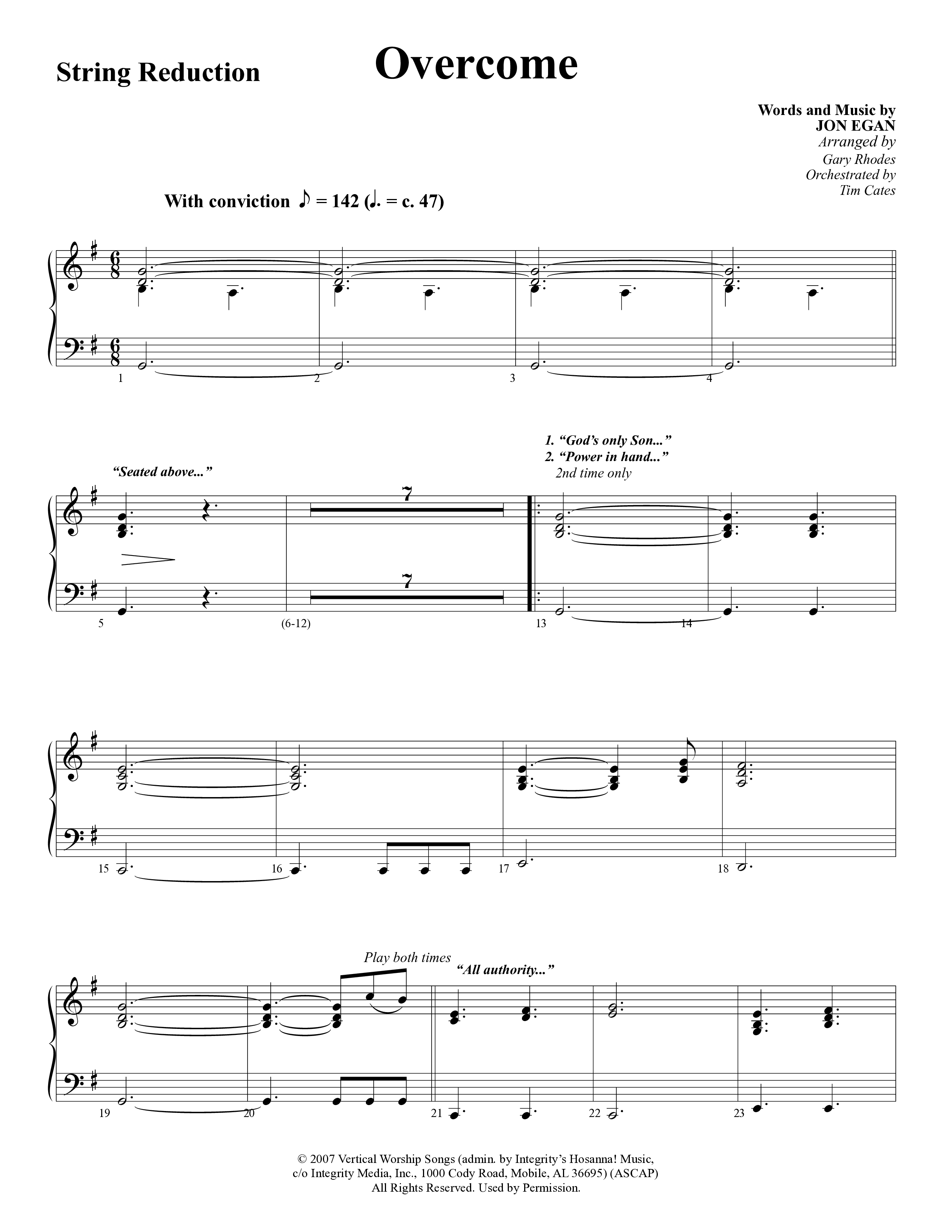 Overcome (Choral Anthem SATB) String Reduction (Word Music Choral / Arr. Gary Rhodes)