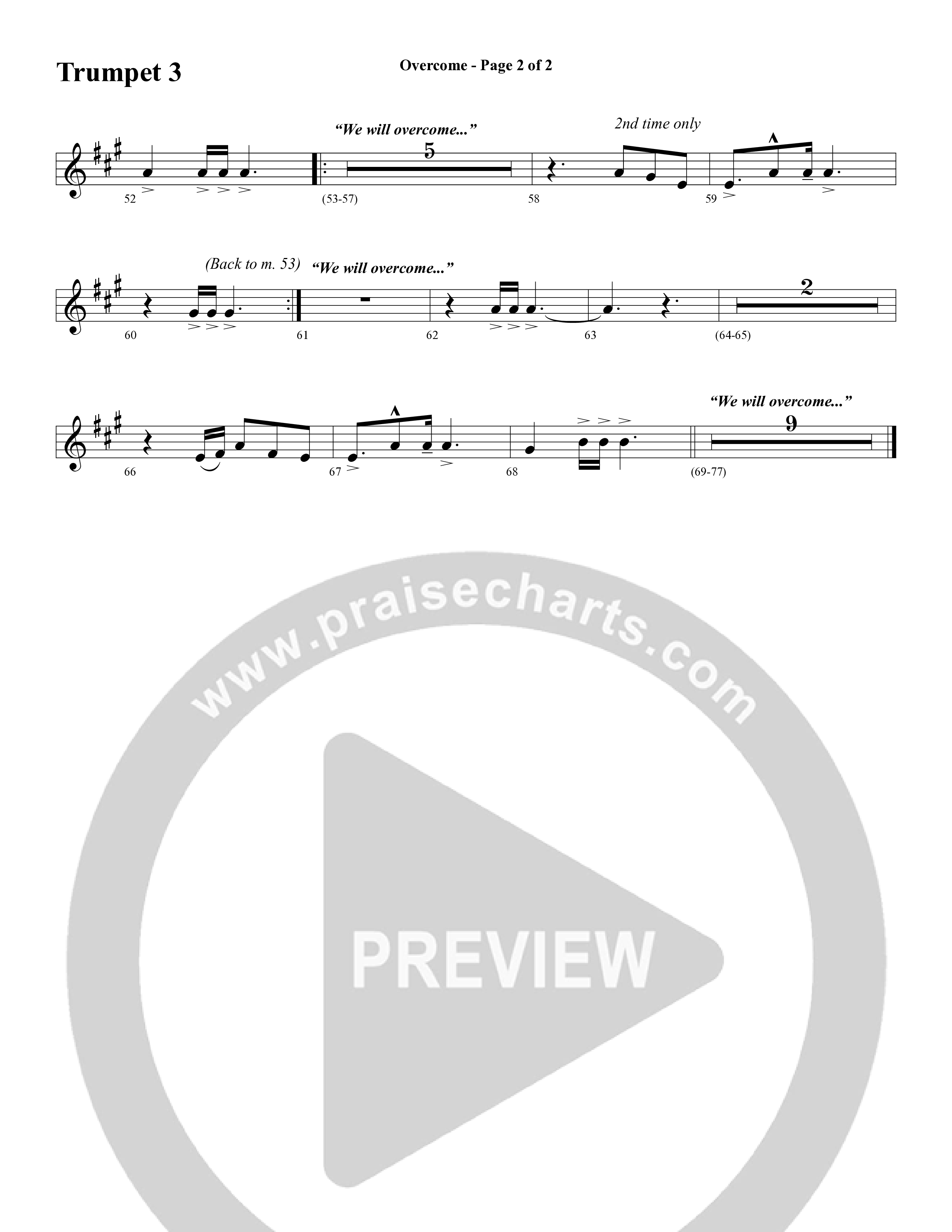 Overcome (Choral Anthem SATB) Trumpet 3 (Word Music Choral / Arr. Gary Rhodes)