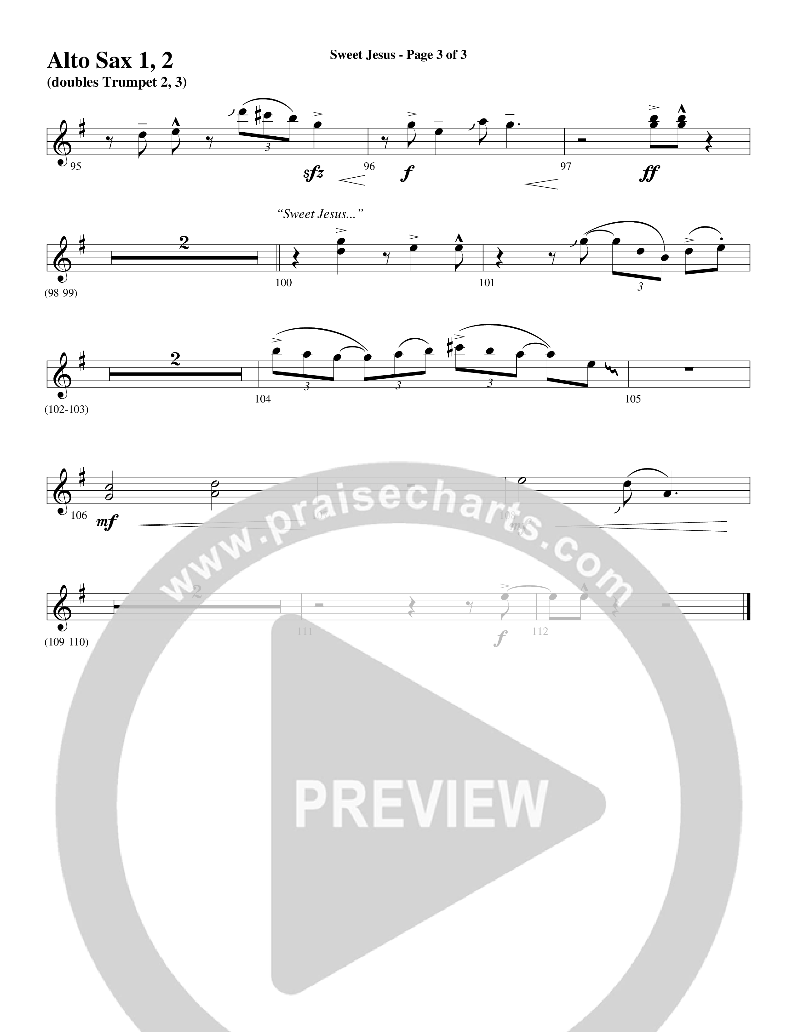 Sweet Jesus (Choral Anthem SATB) Alto Sax 1/2 (Word Music Choral / Arr. Cliff Duren)