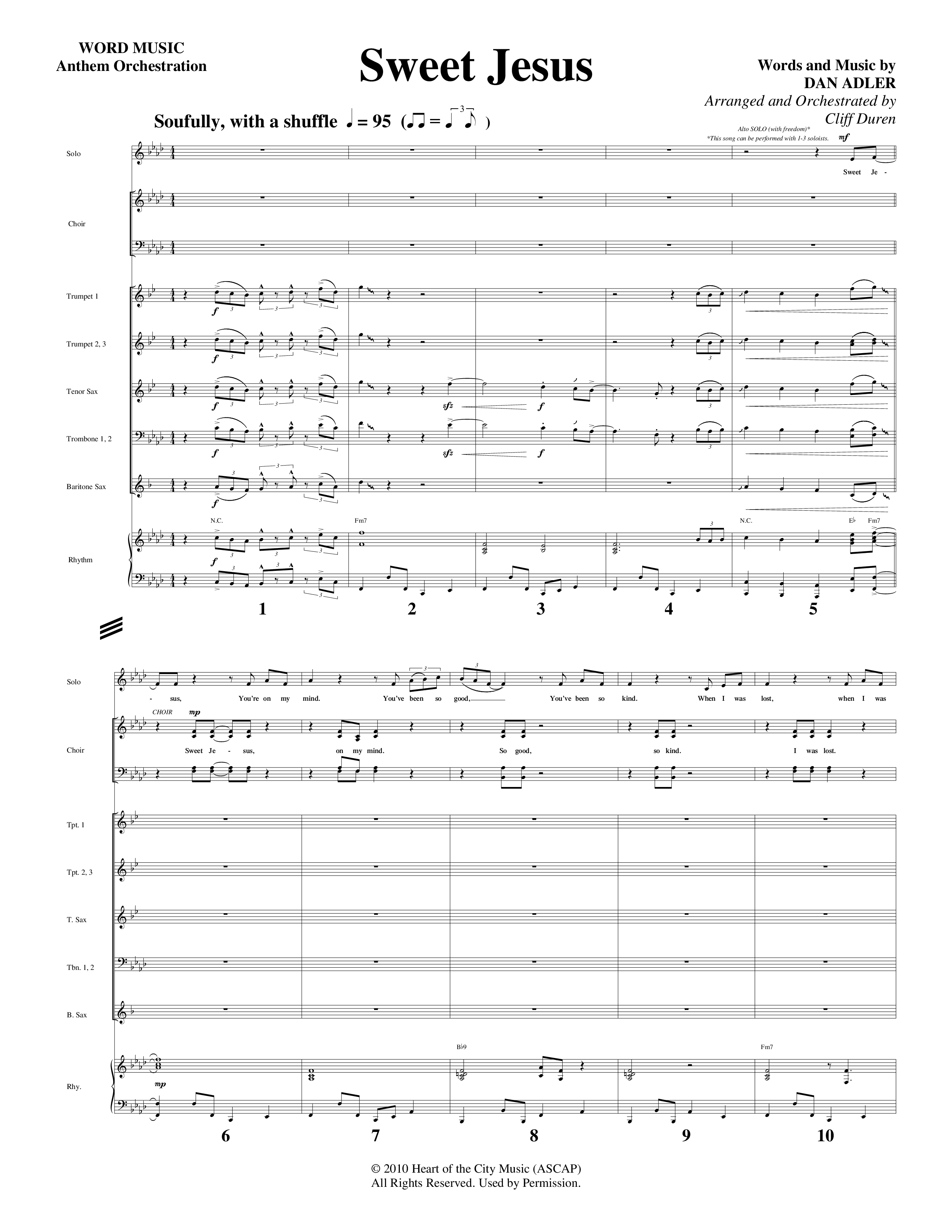 Sweet Jesus (Choral Anthem SATB) Conductor's Score (Word Music Choral / Arr. Cliff Duren)