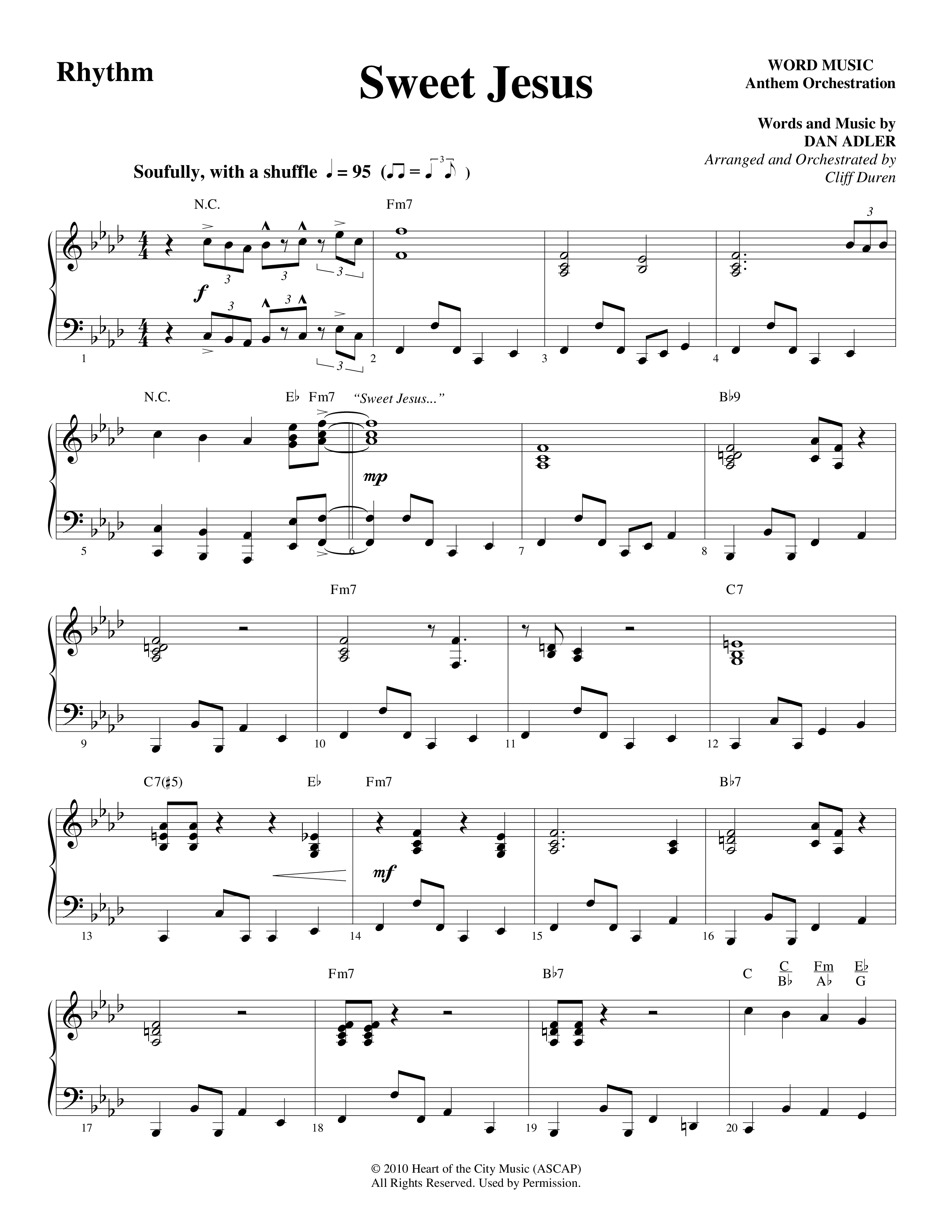 Sweet Jesus (Choral Anthem SATB) Rhythm Chart (Word Music Choral / Arr. Cliff Duren)