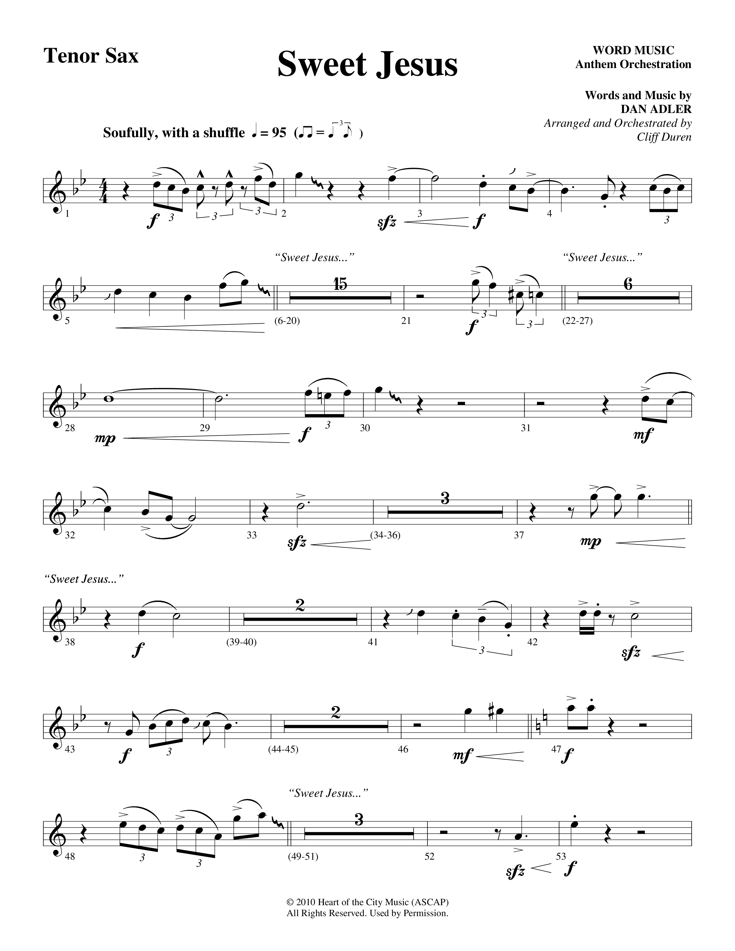Sweet Jesus (Choral Anthem SATB) Tenor Sax/Baritone T.C. (Word Music Choral / Arr. Cliff Duren)