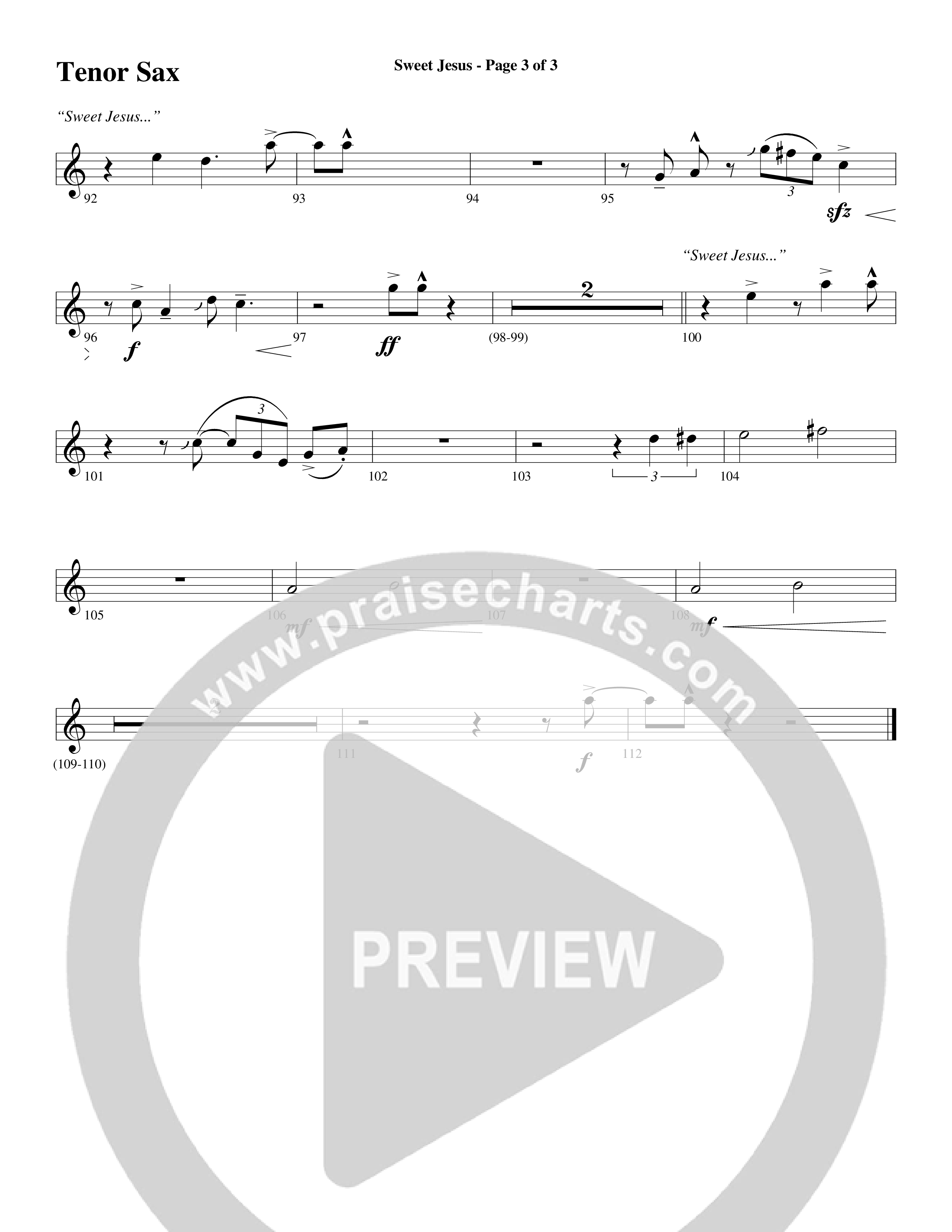 Sweet Jesus (Choral Anthem SATB) Tenor Sax/Baritone T.C. (Word Music Choral / Arr. Cliff Duren)