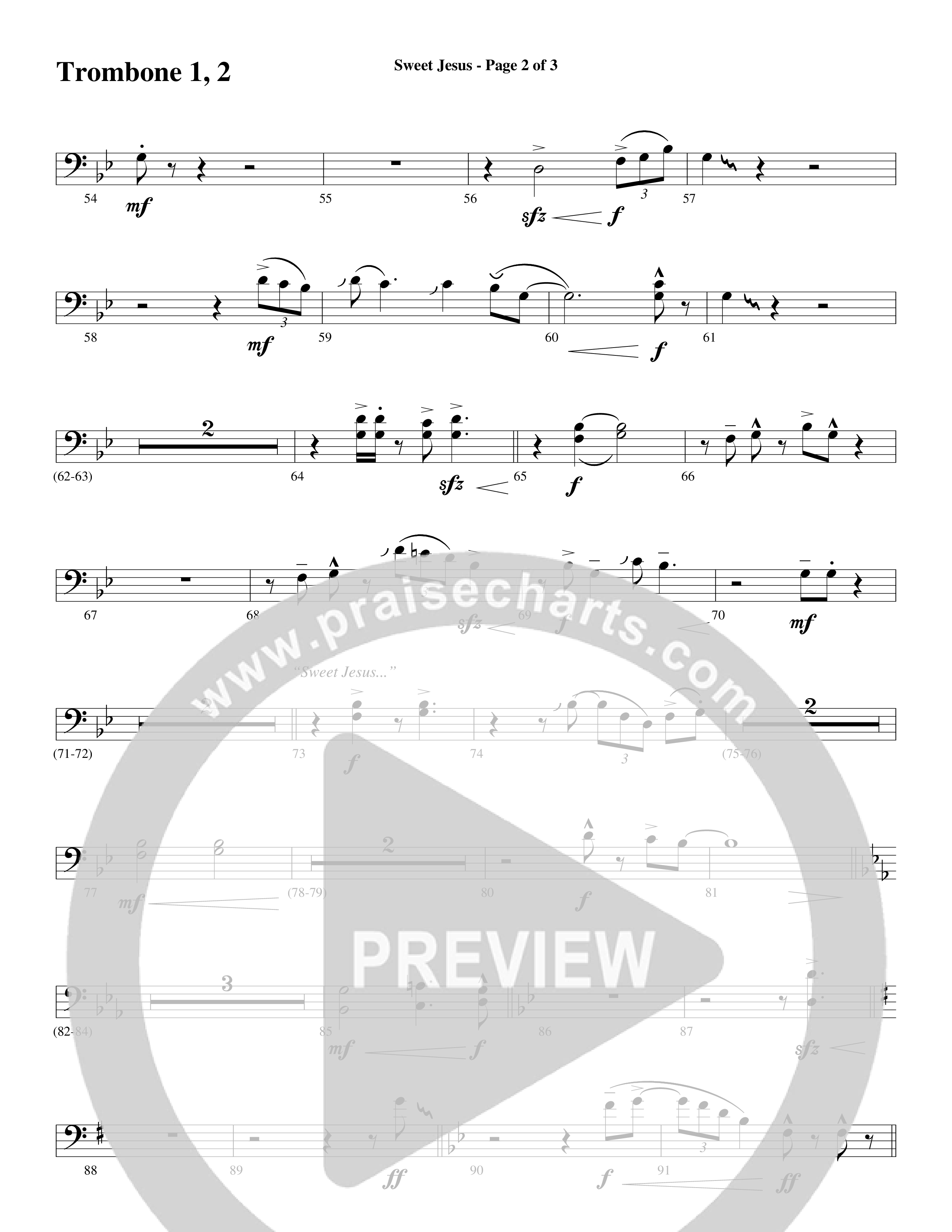 Sweet Jesus (Choral Anthem SATB) Trombone 1/2 (Word Music Choral / Arr. Cliff Duren)