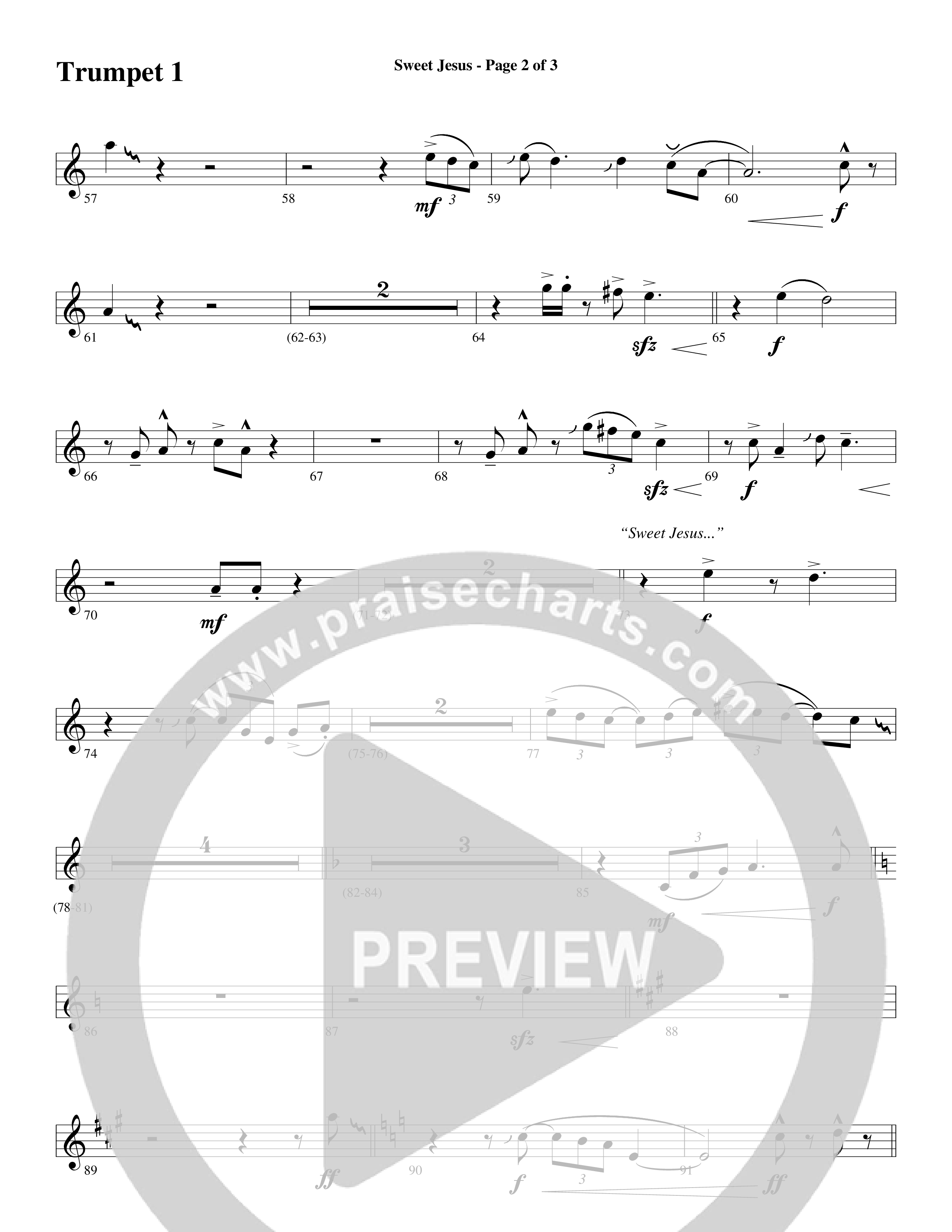 Sweet Jesus (Choral Anthem SATB) Trumpet 1 (Word Music Choral / Arr. Cliff Duren)