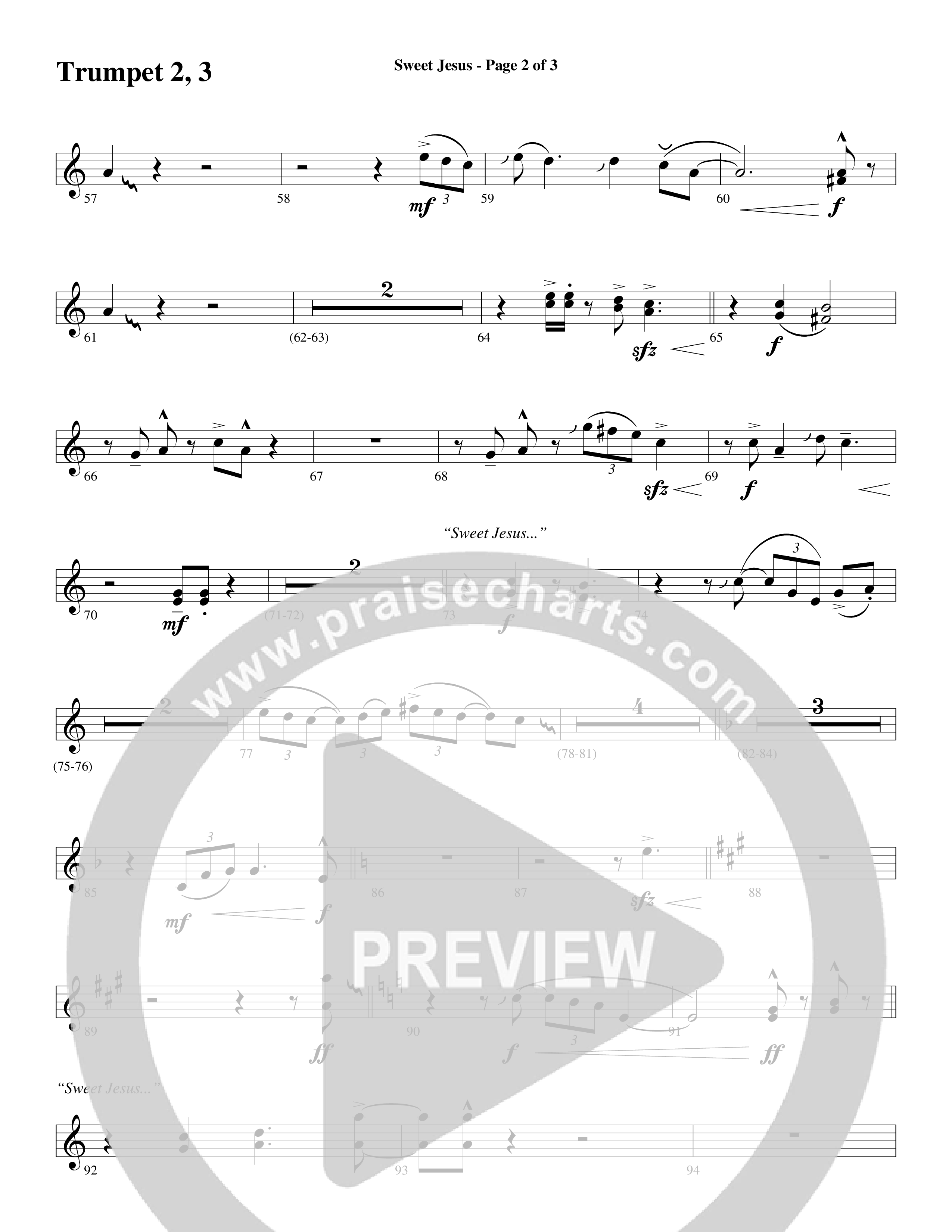Sweet Jesus (Choral Anthem SATB) Trumpet 2/3 (Word Music Choral / Arr. Cliff Duren)