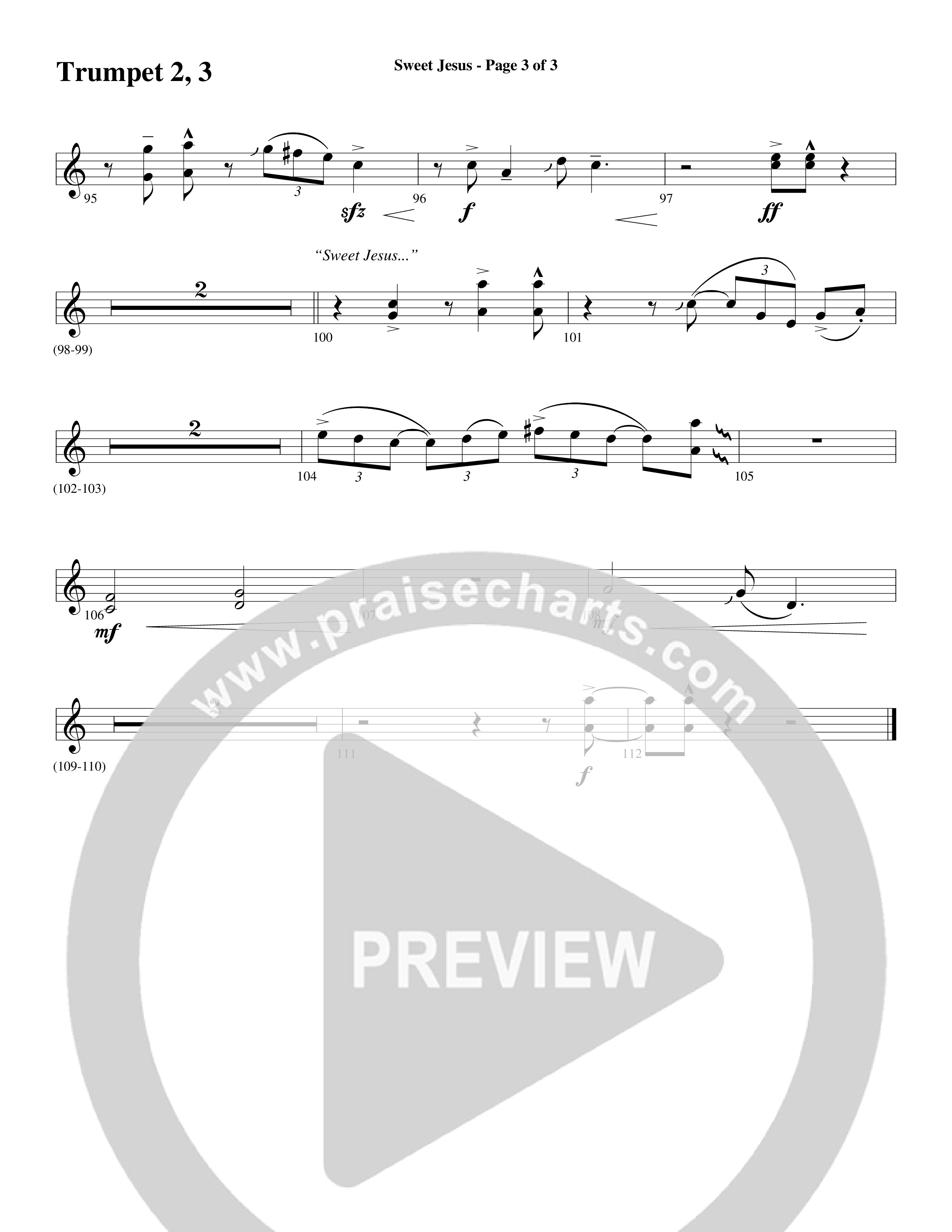 Sweet Jesus (Choral Anthem SATB) Trumpet 2/3 (Word Music Choral / Arr. Cliff Duren)