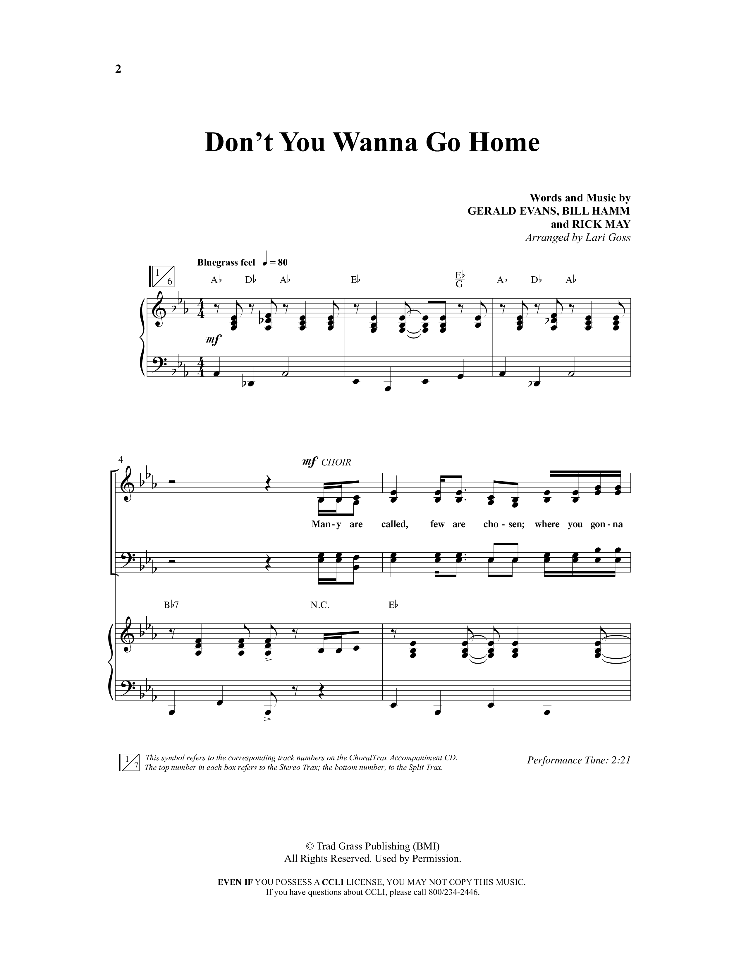 Don’t You Wanna Go Home (Choral Anthem SATB) Anthem (SATB/Piano) (Word Music Choral / Arr. Lari Goss)