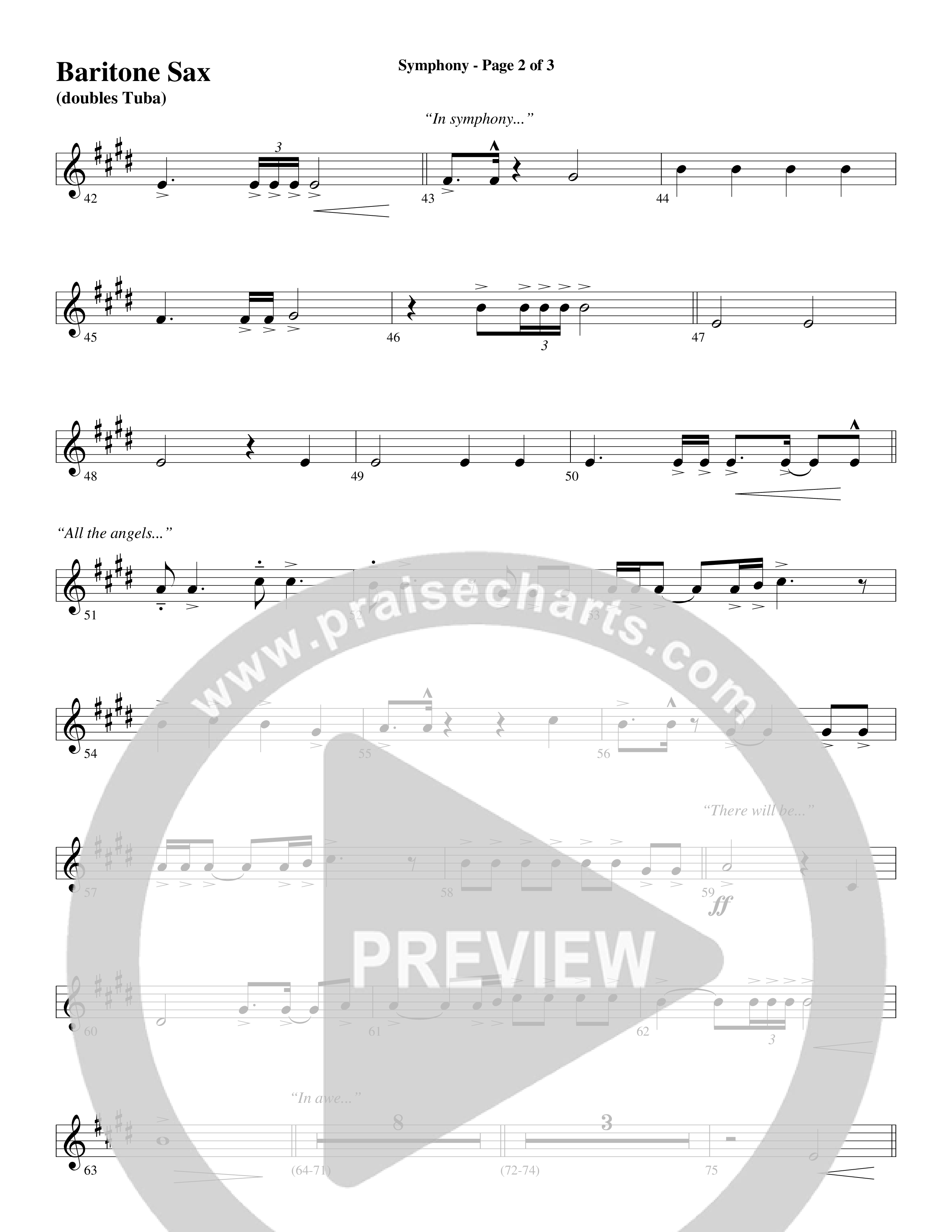 Symphony (Choral Anthem SATB) Bari Sax (Word Music Choral / Arr. Gary Rhodes)