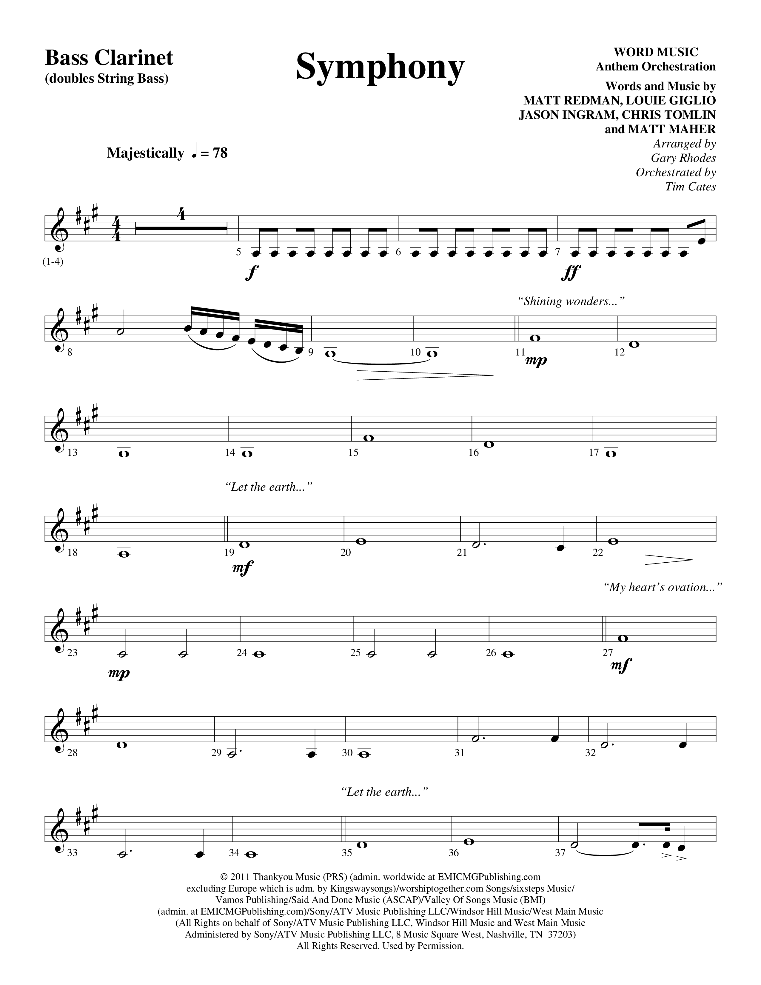 Symphony (Choral Anthem SATB) Bass Clarinet (Word Music Choral / Arr. Gary Rhodes)