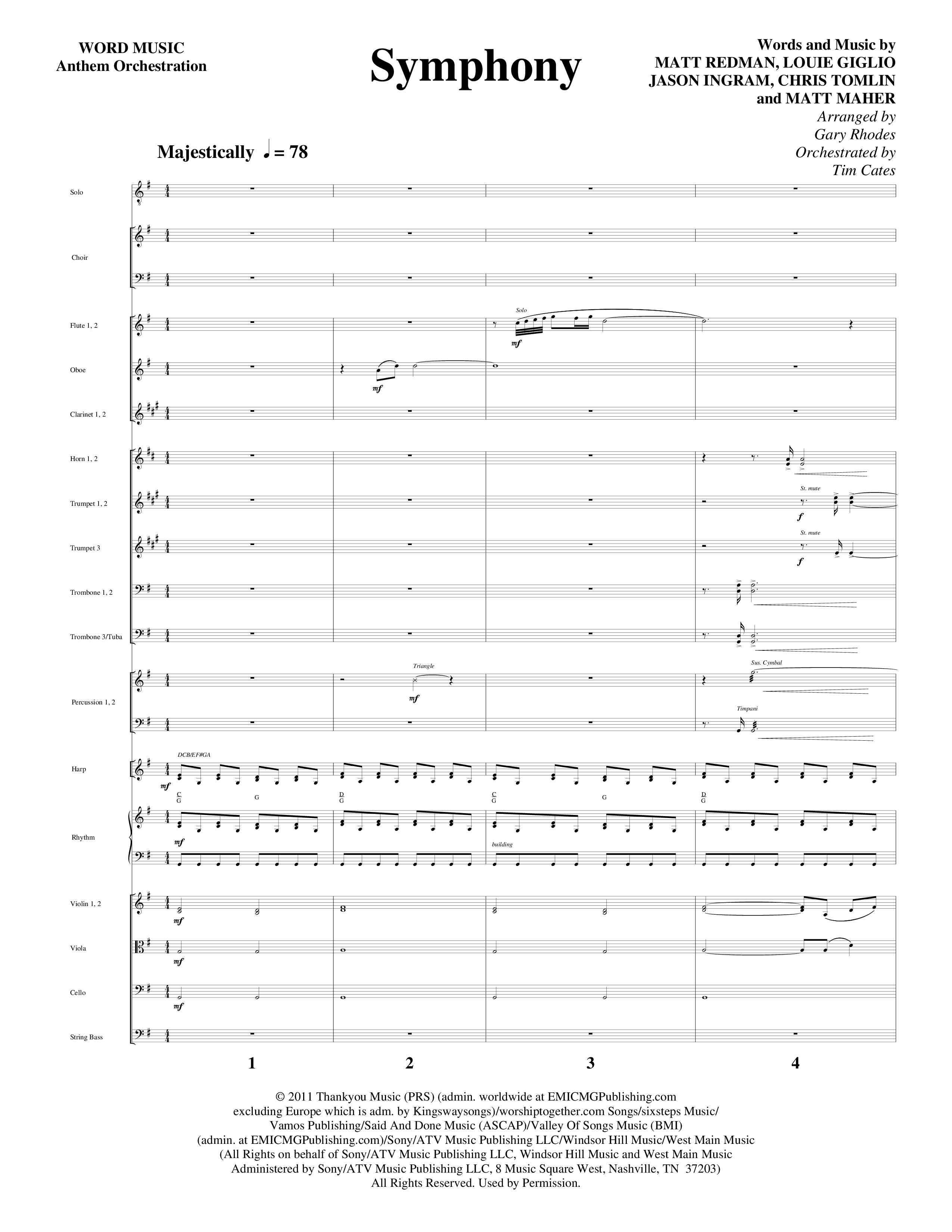 Symphony (Choral Anthem SATB) Orchestration (Word Music Choral / Arr. Gary Rhodes)