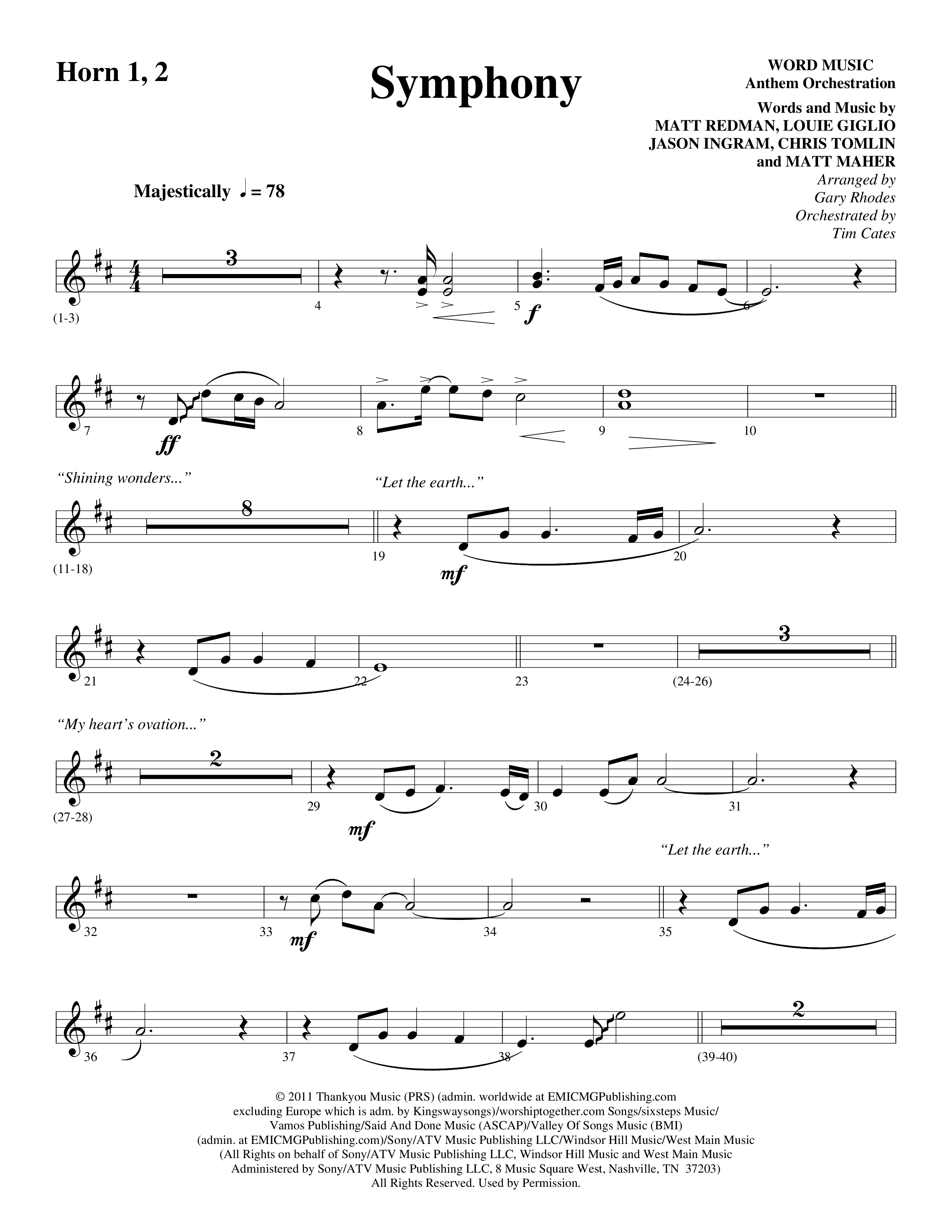 Symphony (Choral Anthem SATB) French Horn (Word Music Choral / Arr. Gary Rhodes)
