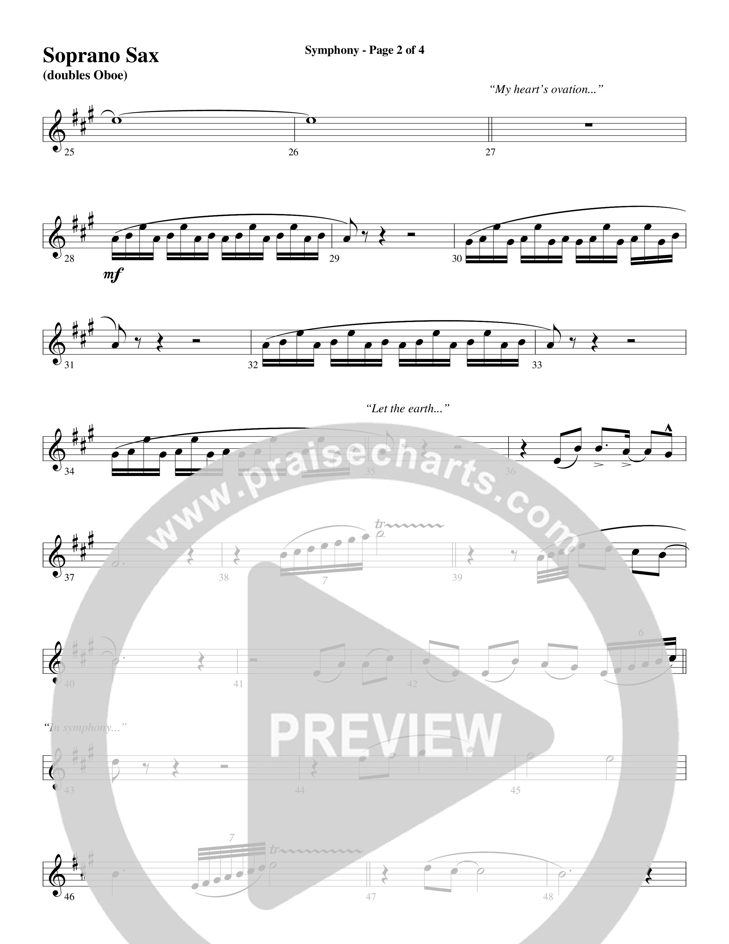 Symphony (Choral Anthem SATB) Soprano Sax (Word Music Choral / Arr. Gary Rhodes)