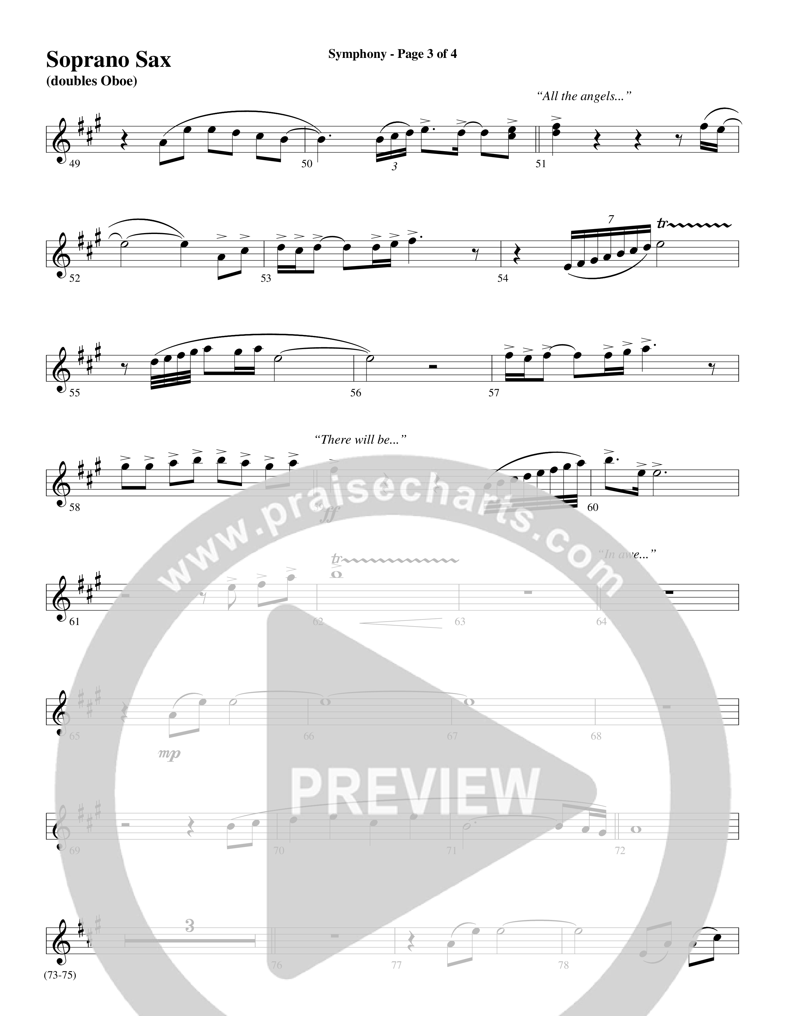 Symphony (Choral Anthem SATB) Soprano Sax (Word Music Choral / Arr. Gary Rhodes)