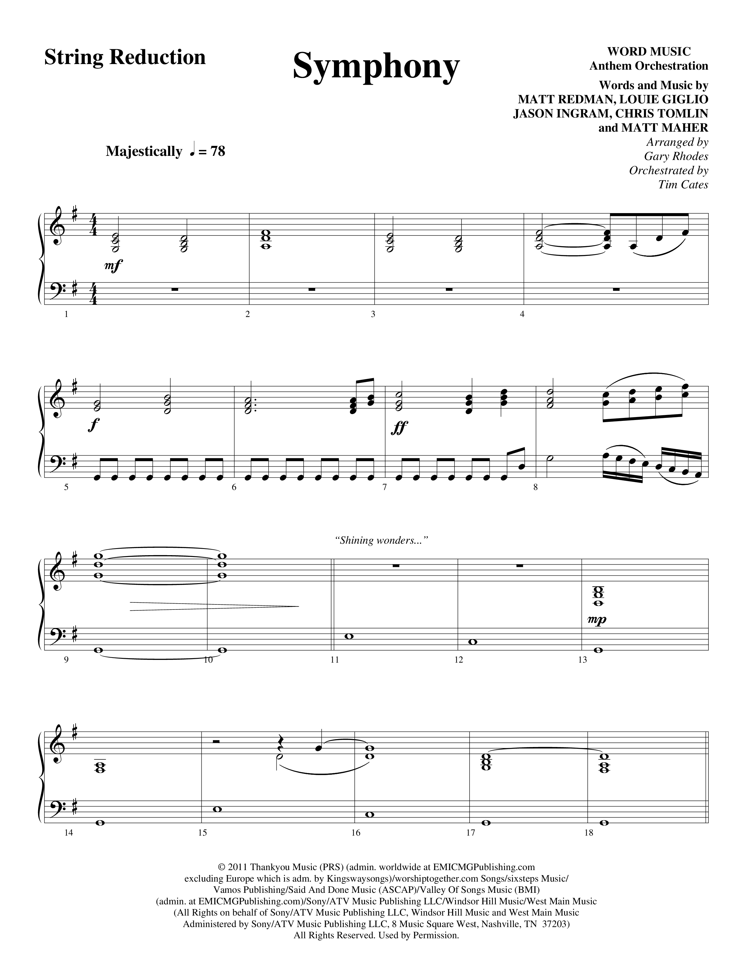 Symphony (Choral Anthem SATB) String Reduction (Word Music Choral / Arr. Gary Rhodes)