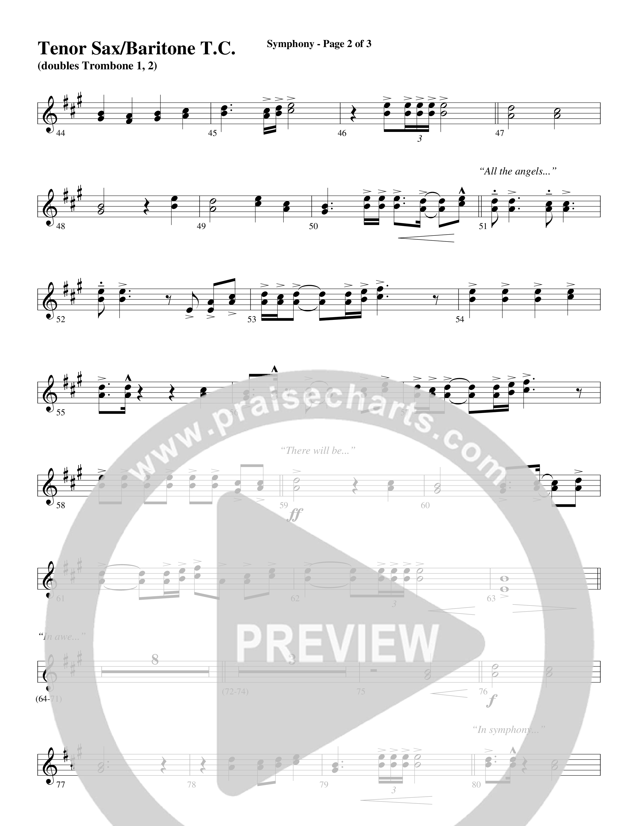 Symphony (Choral Anthem SATB) Tenor Sax/Baritone T.C. (Word Music Choral / Arr. Gary Rhodes)