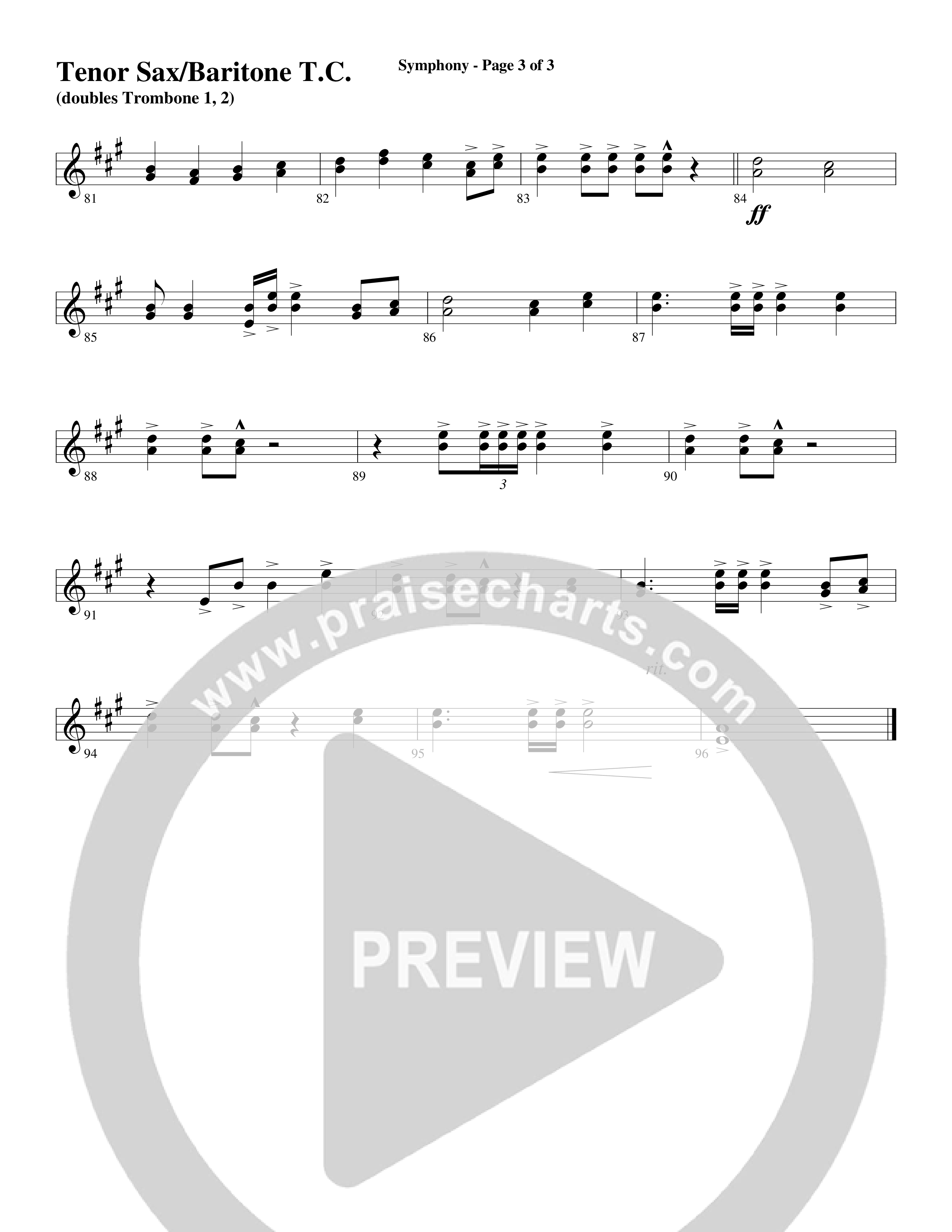 Symphony (Choral Anthem SATB) Tenor Sax/Baritone T.C. (Word Music Choral / Arr. Gary Rhodes)