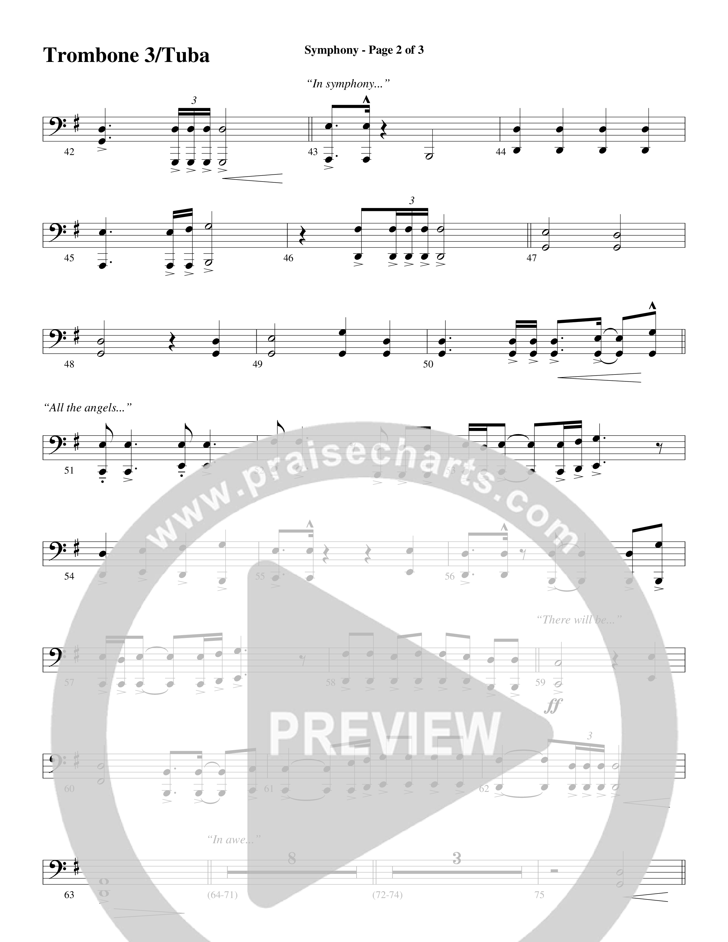 Symphony (Choral Anthem SATB) Trombone 3/Tuba (Word Music Choral / Arr. Gary Rhodes)