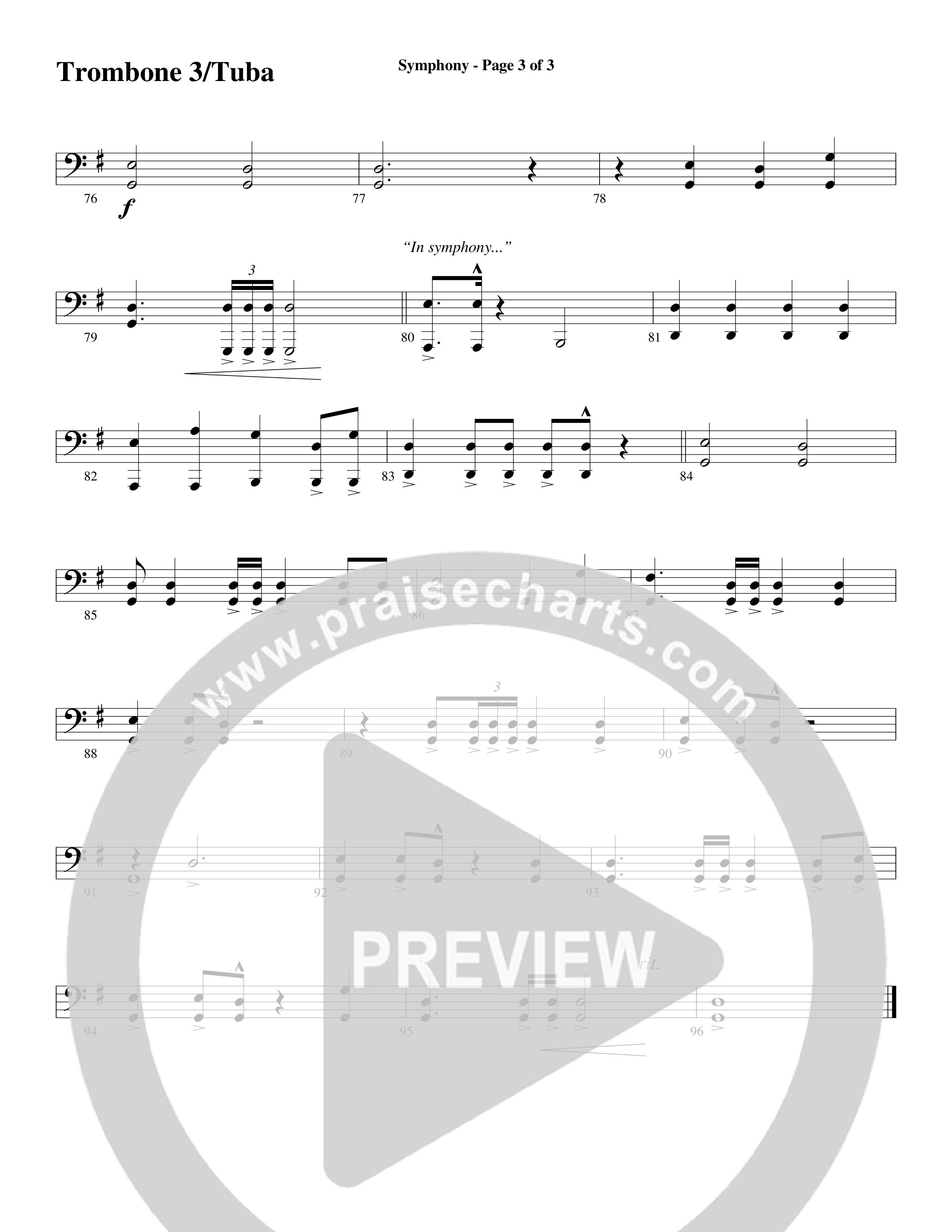 Symphony (Choral Anthem SATB) Trombone 3/Tuba (Word Music Choral / Arr. Gary Rhodes)