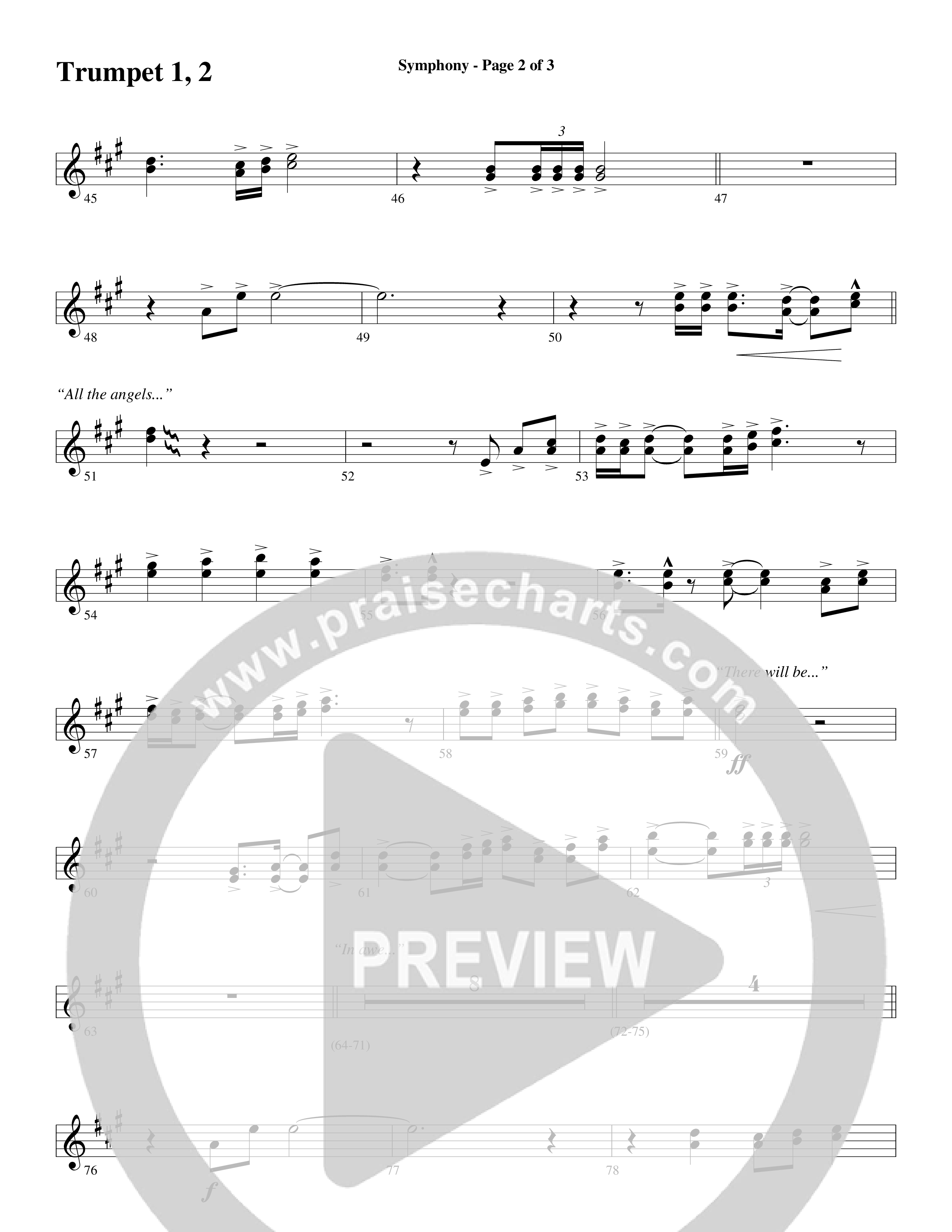 Symphony (Choral Anthem SATB) Trumpet 1,2 (Word Music Choral / Arr. Gary Rhodes)