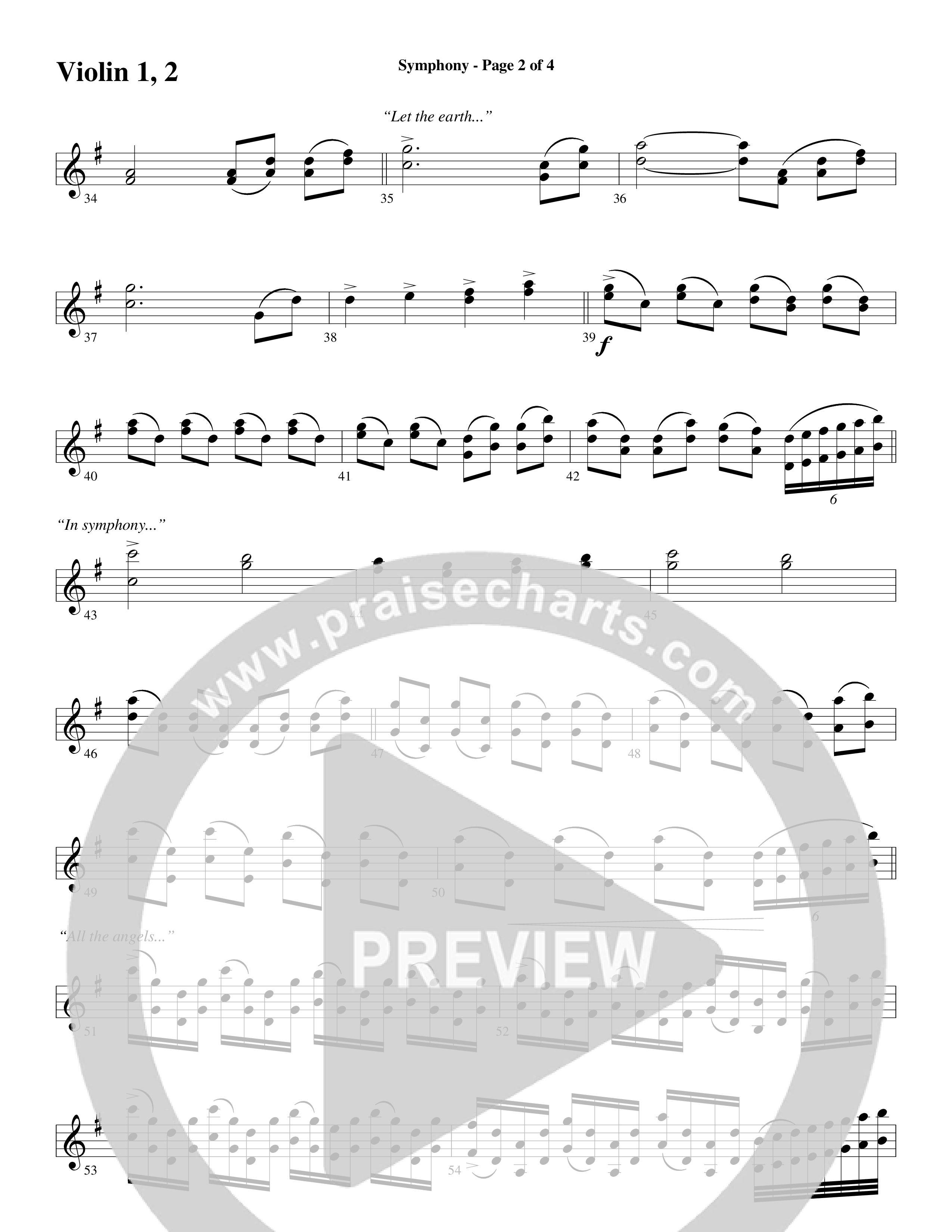 Symphony (Choral Anthem SATB) Violin 1/2 (Word Music Choral / Arr. Gary Rhodes)
