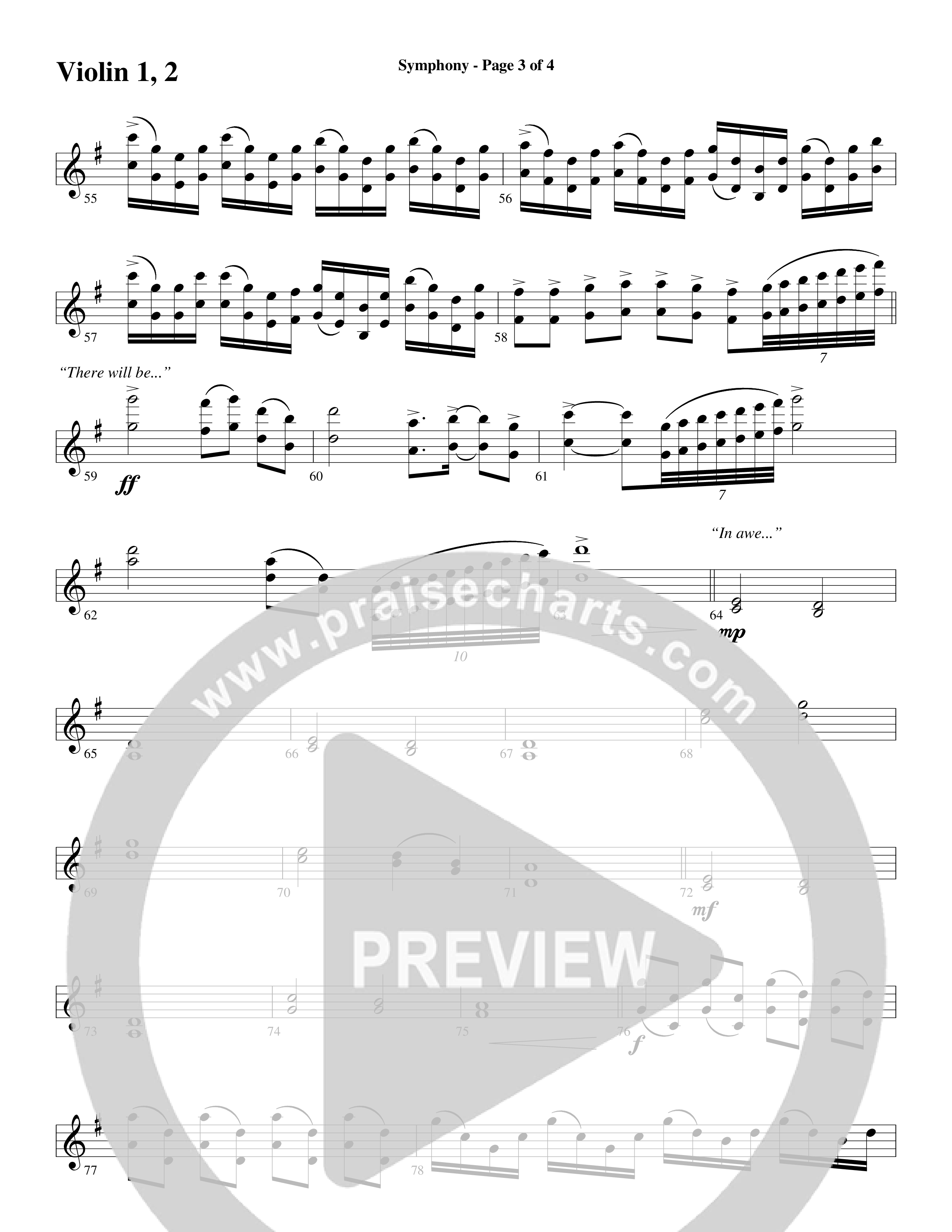 Symphony (Choral Anthem SATB) Violin 1/2 (Word Music Choral / Arr. Gary Rhodes)