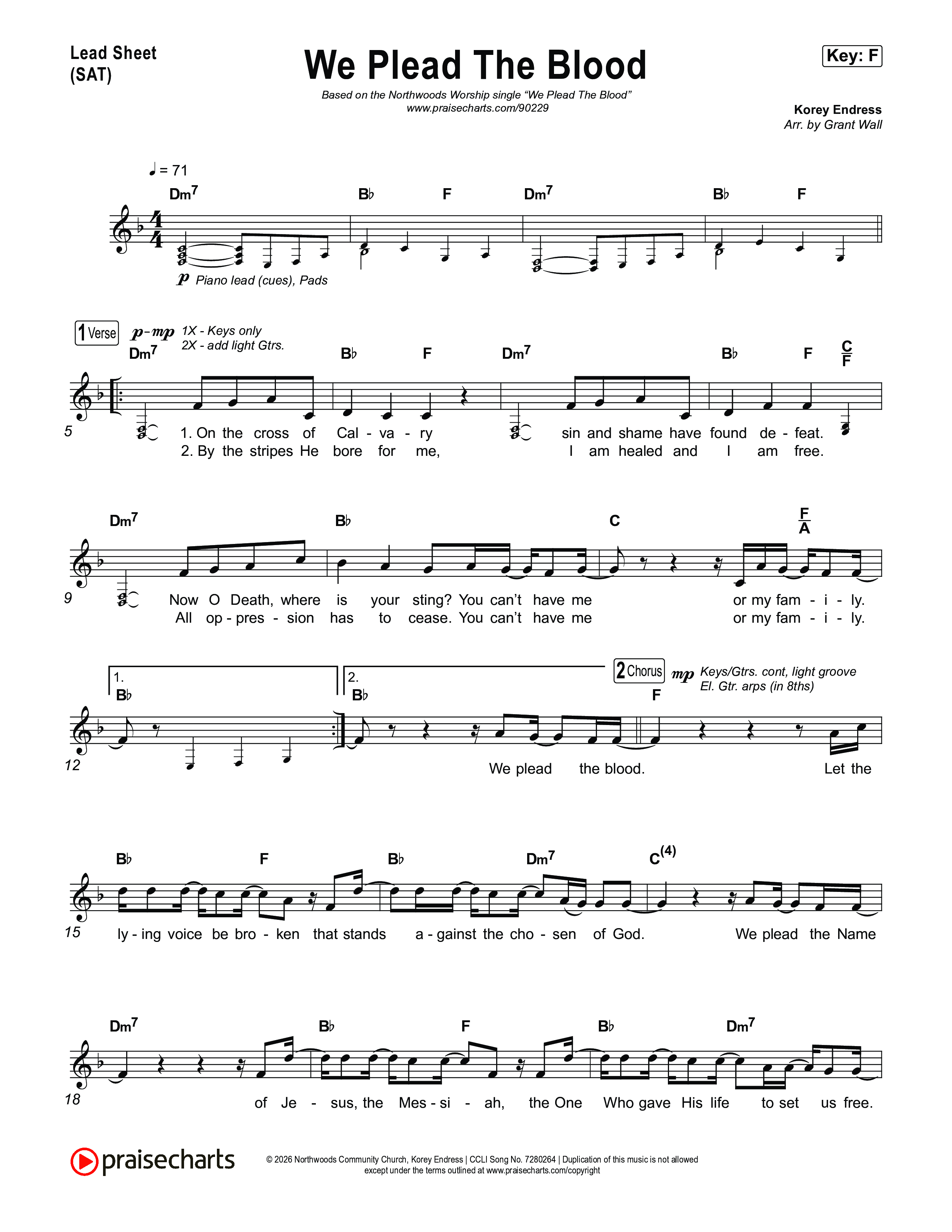 We Plead The Blood Lead Sheet (SAT) (Northwoods Worship)