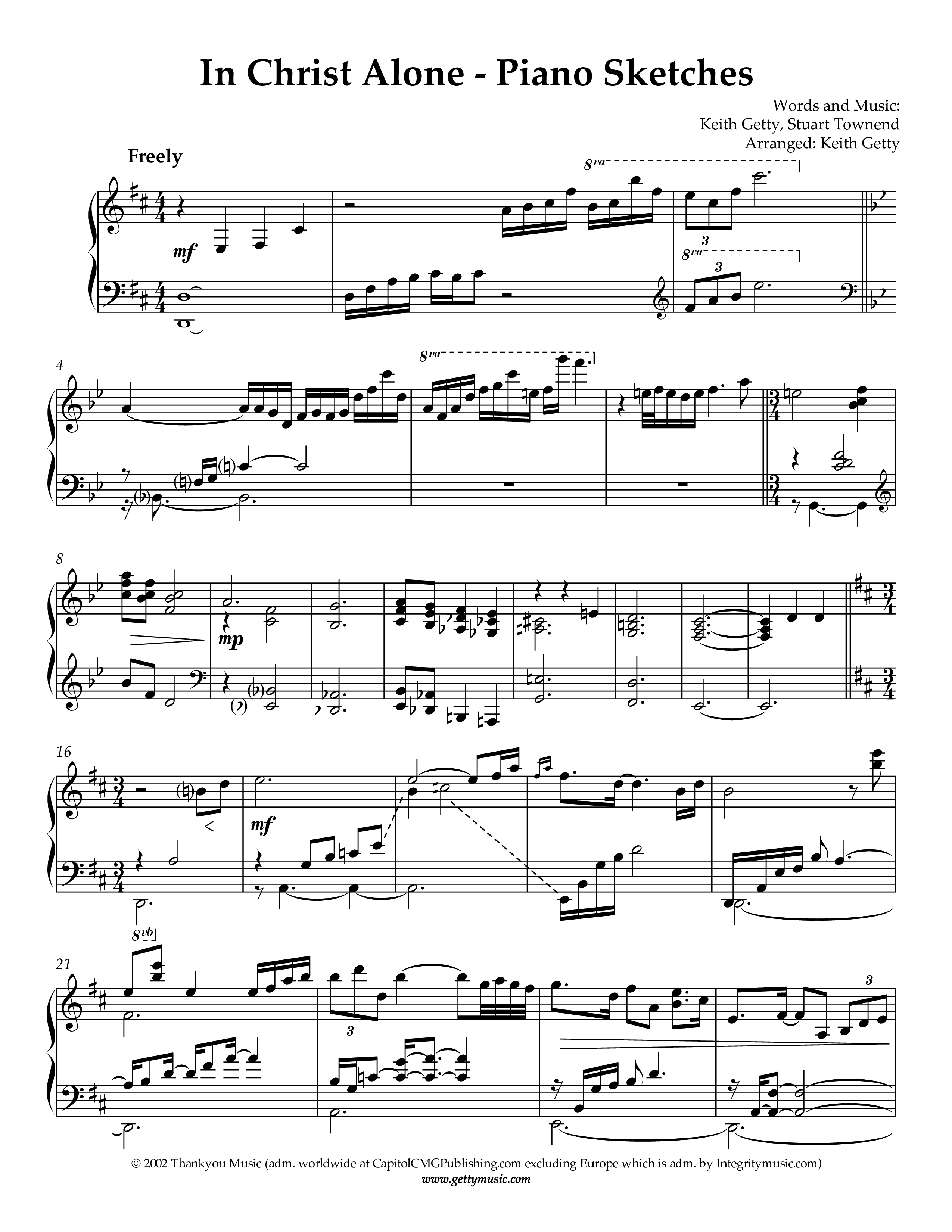 In Christ Alone Piano Sketches Piano Sheet (Keith & Kristyn Getty)