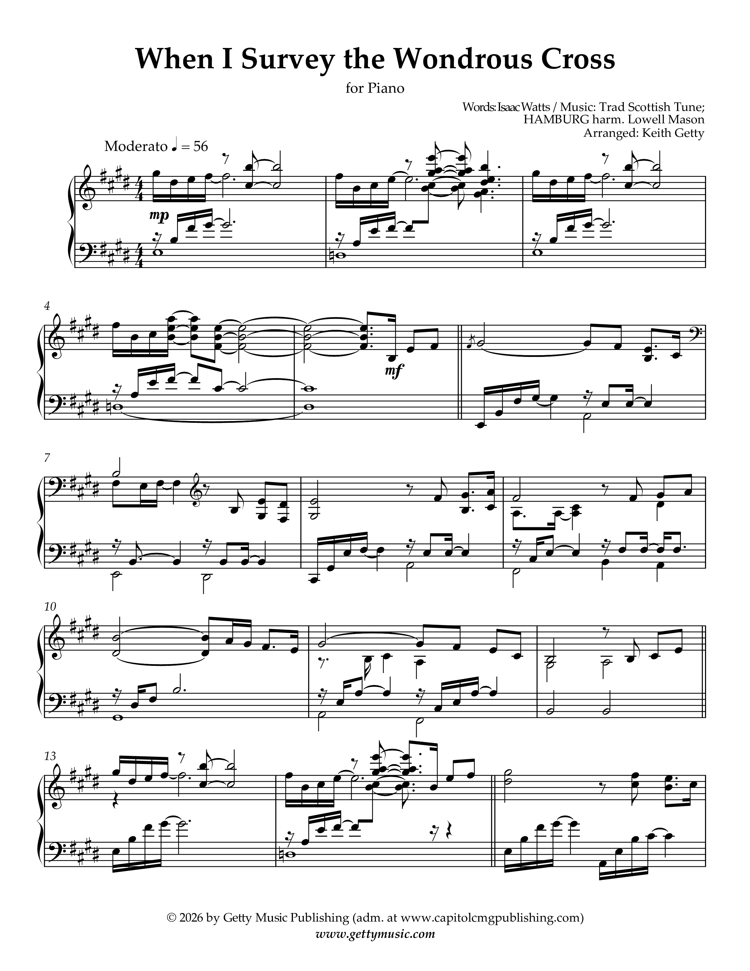 When I Survey The Wondrous Cross (Piano) Piano Sheet (Keith & Kristyn Getty)