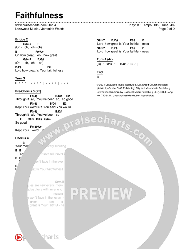 Faithfulness Chords & Lyrics (Lakewood Music / Jeremiah Woods)