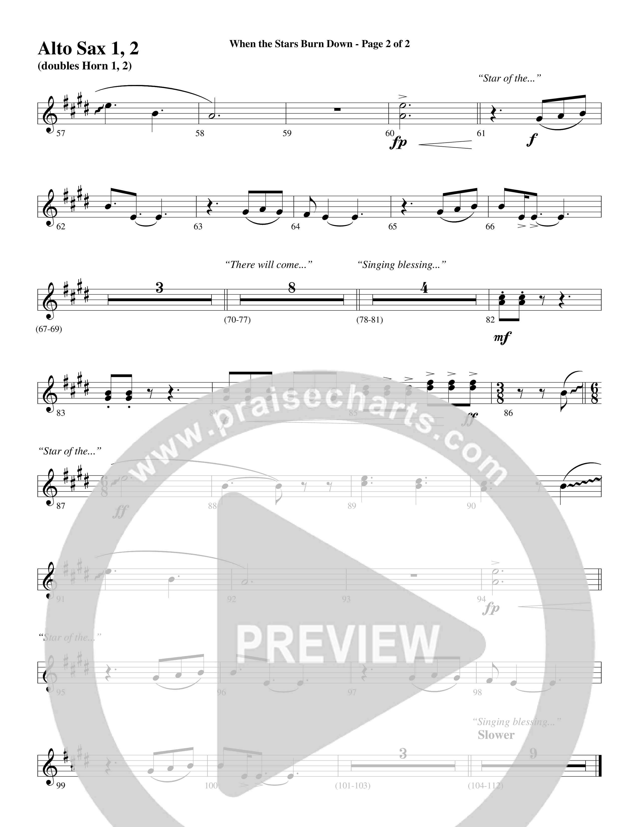 When The Stars Burn Down (Choral Anthem SATB) Alto Sax (Word Music Choral / Arr. Daniel Semsen)