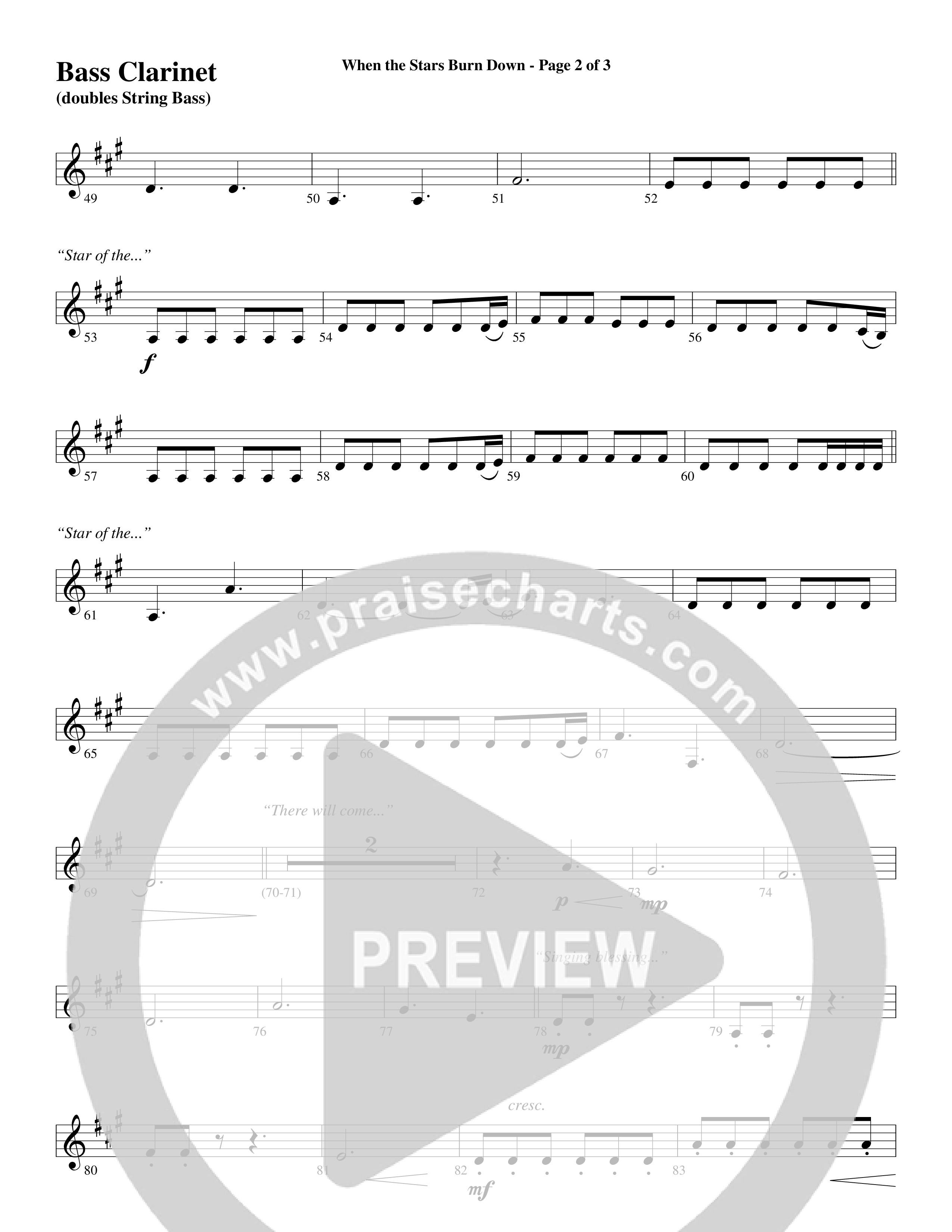 When The Stars Burn Down (Choral Anthem SATB) Bass Clarinet (Word Music Choral / Arr. Daniel Semsen)